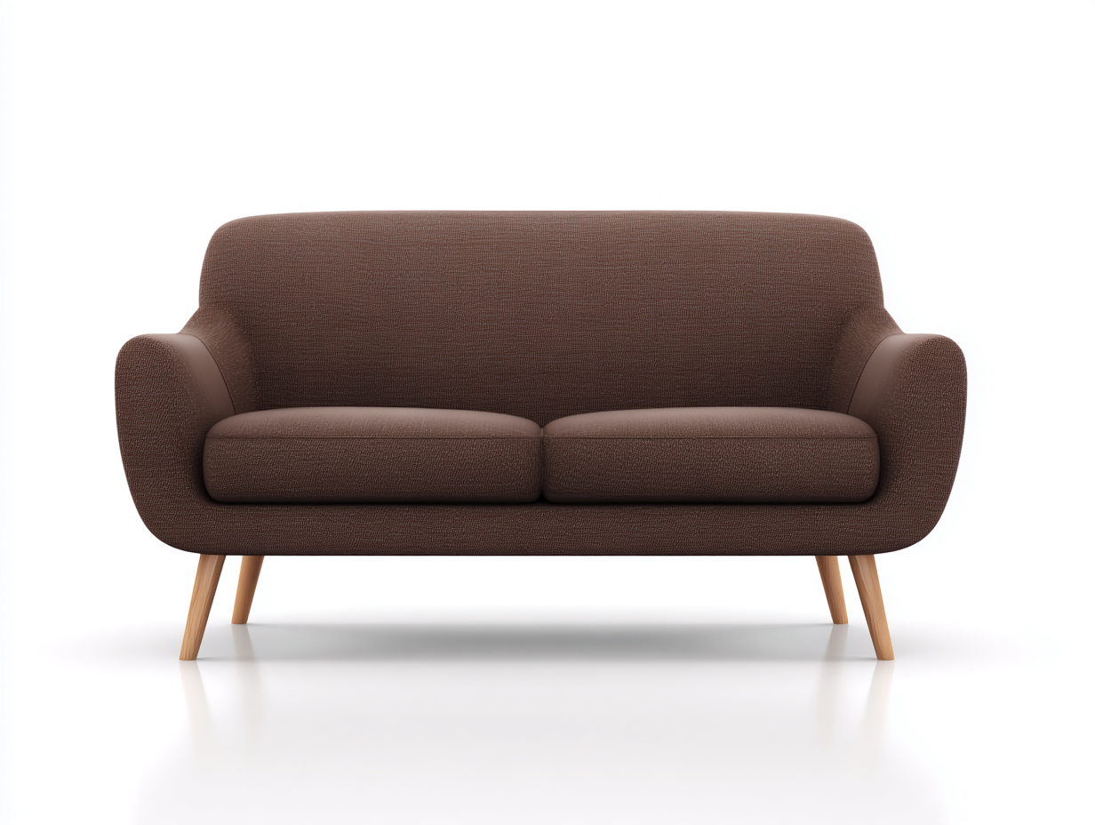 Sofá de 2 plazas - tela texturizada con patas de madera 176x82x79 cm - color marrón - diseño moderno curvo para interior-Rarihanest