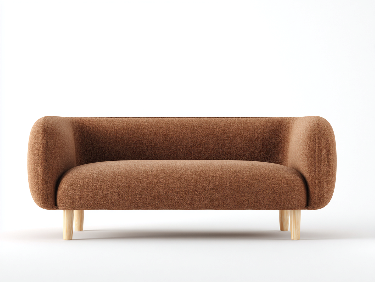 Sofá de 2 plazas - tela suave tapizada 180x85x75 cm - color marrón - diseño curvo moderno para interior-Rarihanest