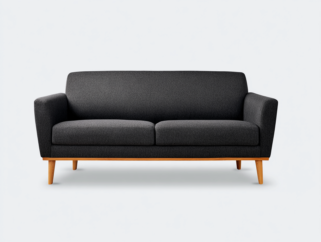 Sofá de 2 plazas - tela acolchada y patas de madera 170x85x85 cm - color gris oscuro - diseño moderno nórdico para interior-Rarihanest