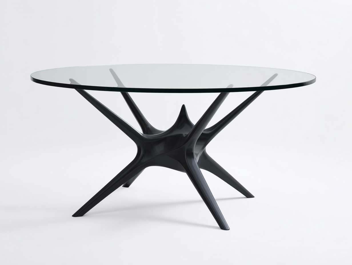 Mesa de comedor-redonda-vidrio y metal-130x130x75 cm-negro-sala de comedor y cocina-diseño moderno-Rarihanest