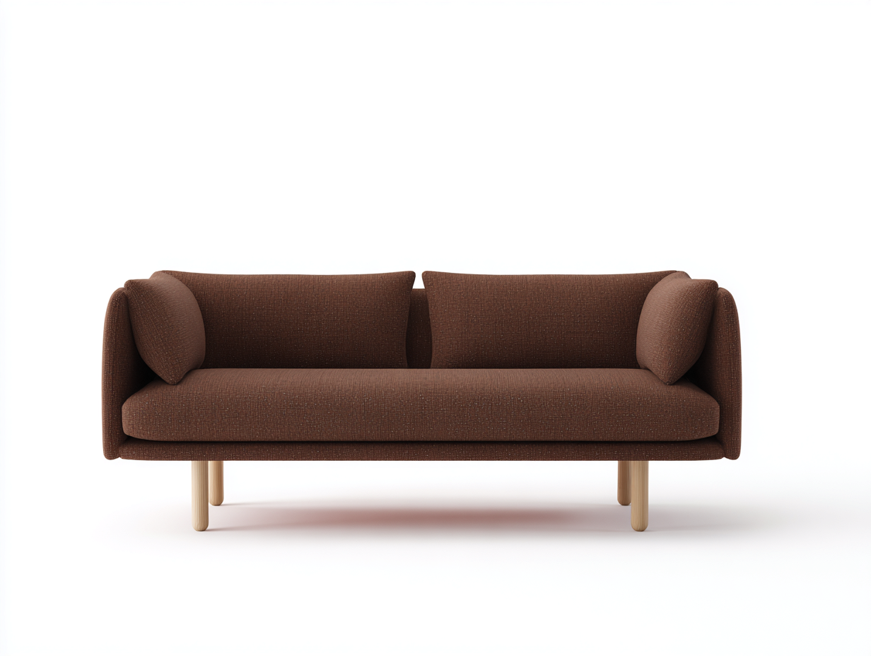 Sofá de 2 plazas - tela acolchada y patas de madera 175x80x78 cm - color marrón - diseño moderno minimalista para interior-Rarihanest