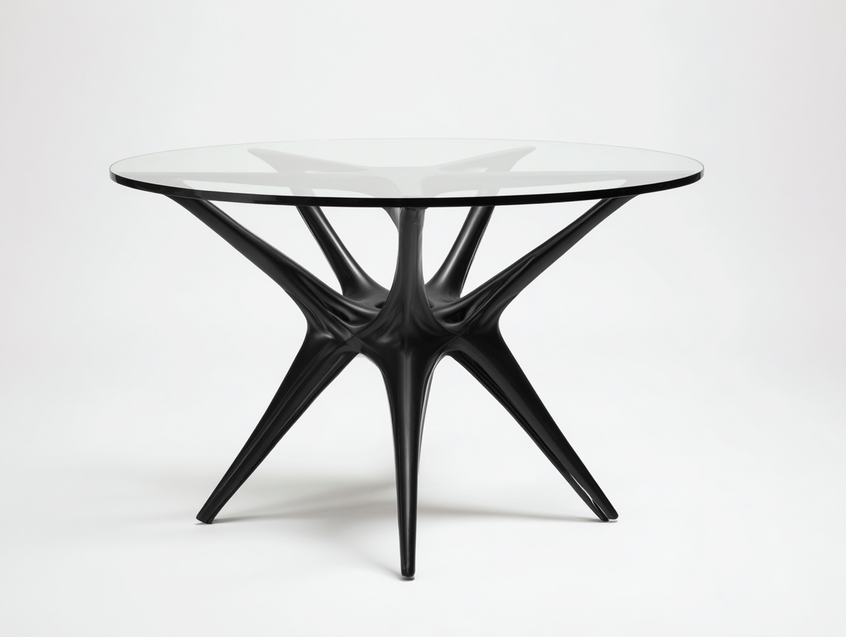 Mesa de comedor-metal y vidrio templado-120x120x75 cm-negro-sala de comedor y cocina-diseño moderno-Rarihanest