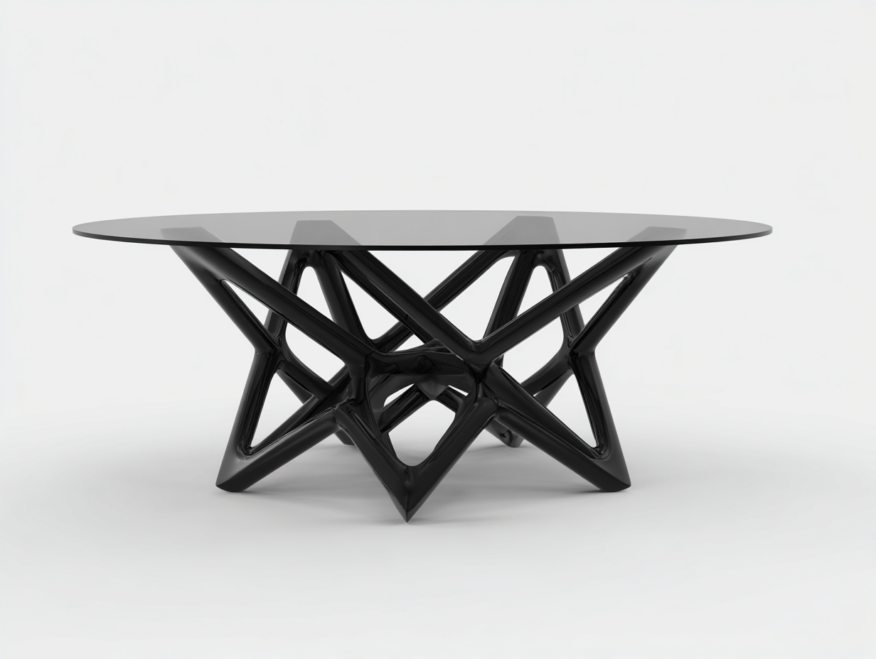 Mesa de comedor-redonda-vidrio y metal-120x120x75 cm-negro-sala de comedor y cocina-diseño moderno-Rarihanest