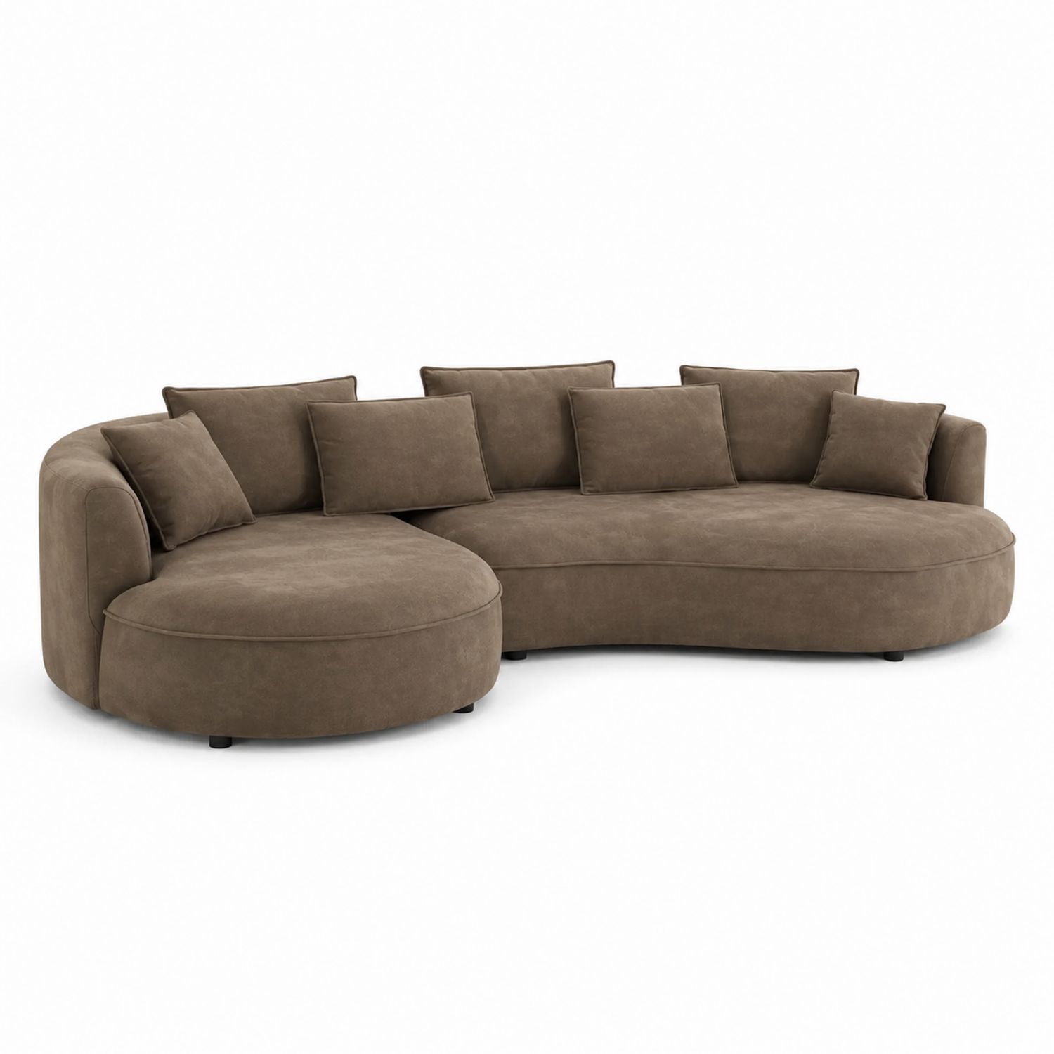 Sofa narożna z mikrofibry brązowa 300 cm z poduszkami-Raumstilcraft