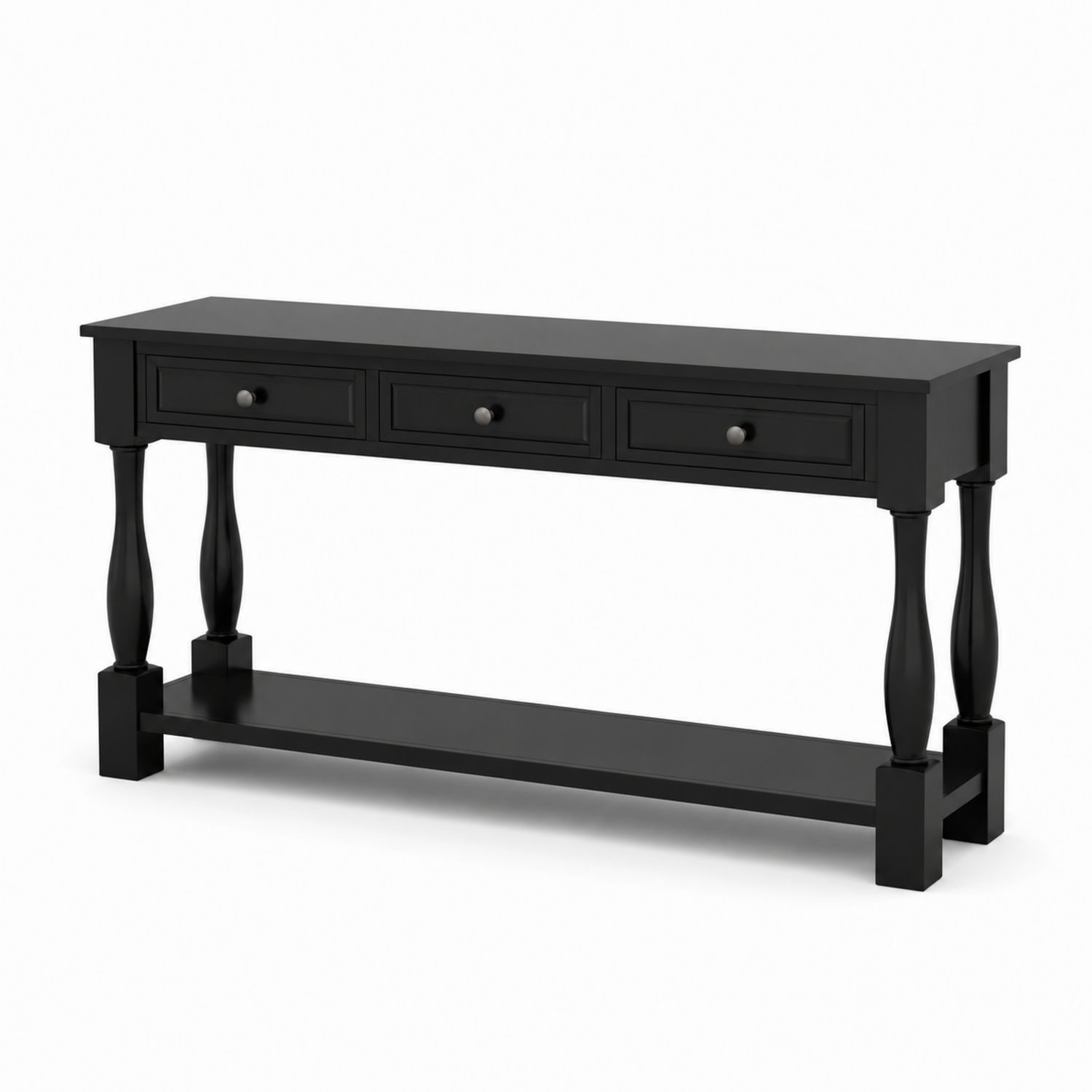 Czarny stół konsolowy z drewna sosnowego 120x30x80 cm-Raumstilcraft
