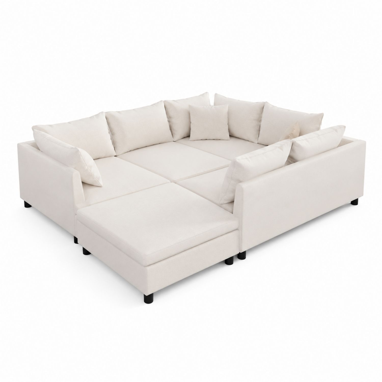 Sofa modułowa z poduszkami, kremowa-Raumstilcraft