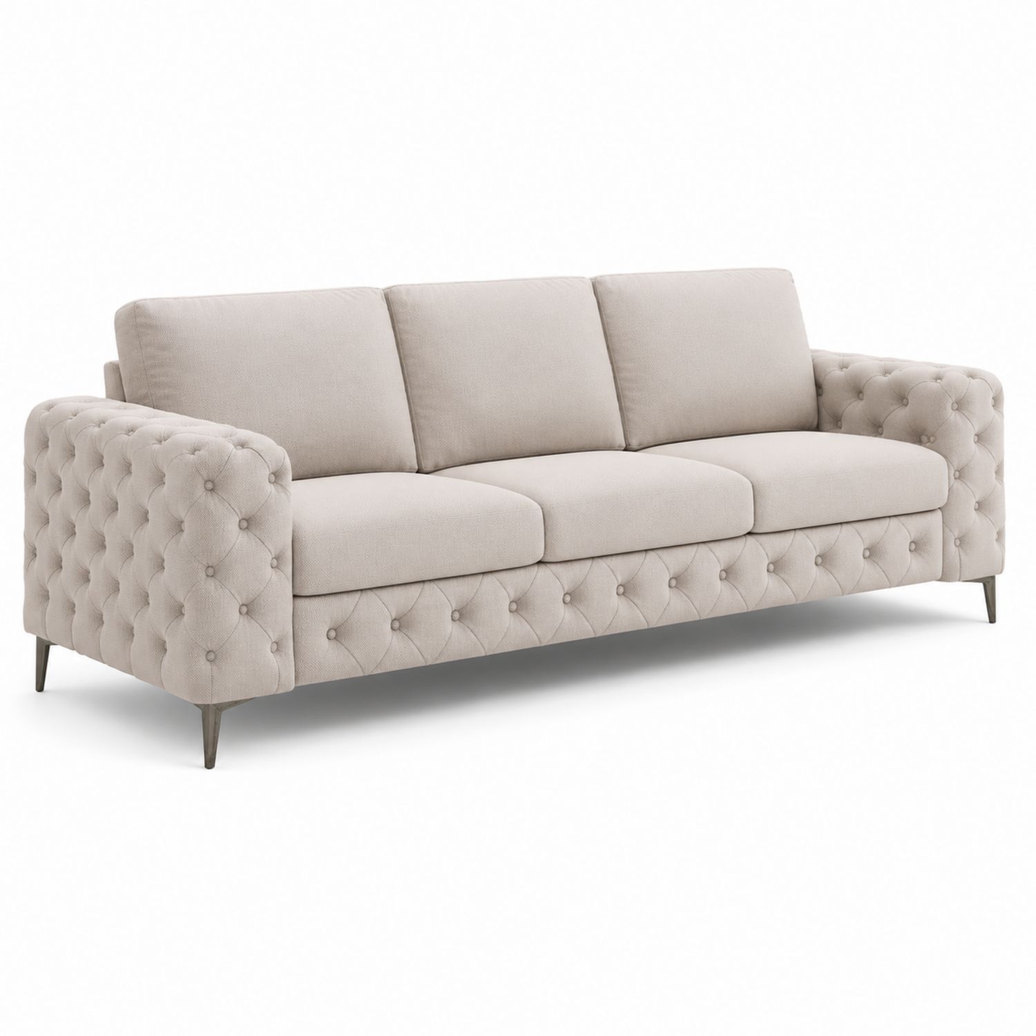 Trzyosobowa sofa tkanina beżowa 210x85x75-Raumstilcraft