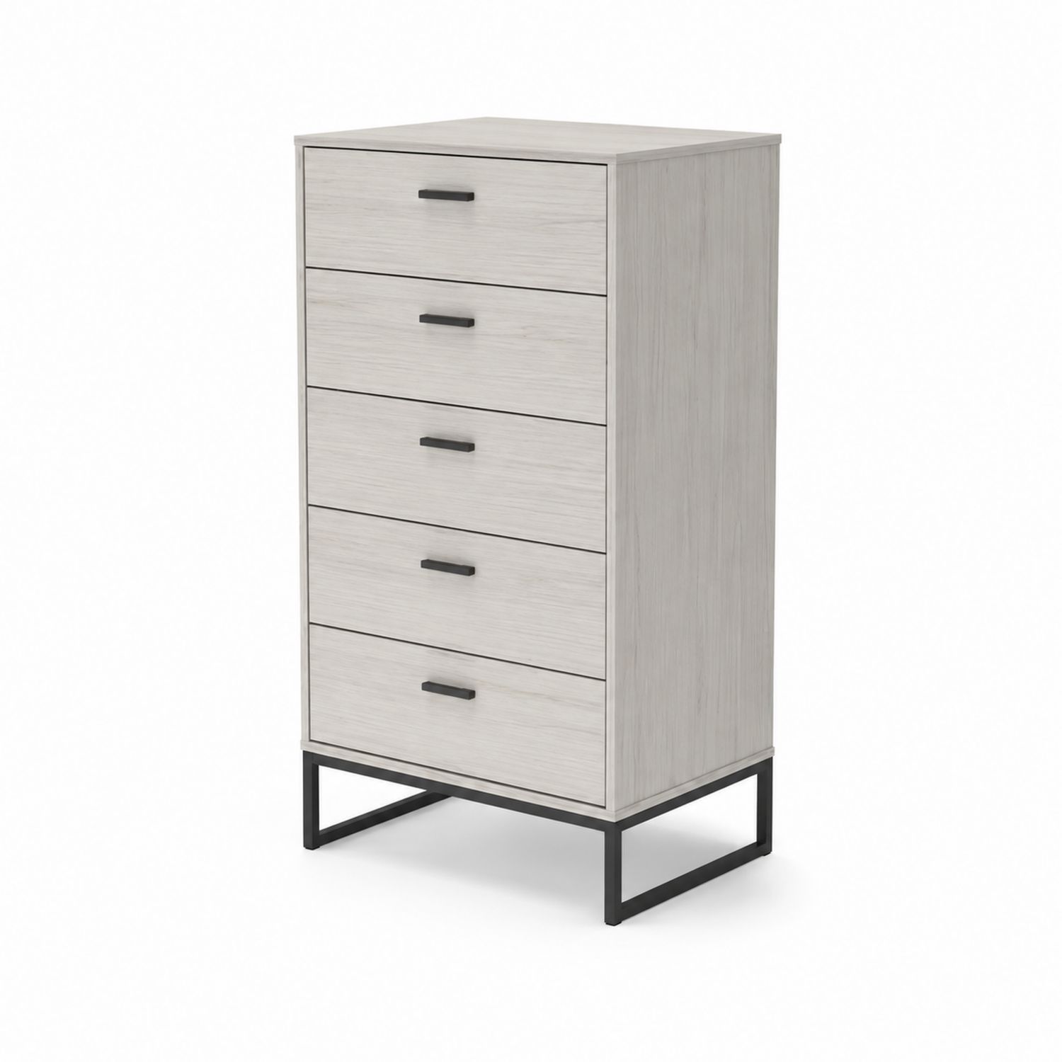 Komoda z 5 szufladami z MDF i metalu Jasnoszara-Raumstilcraft