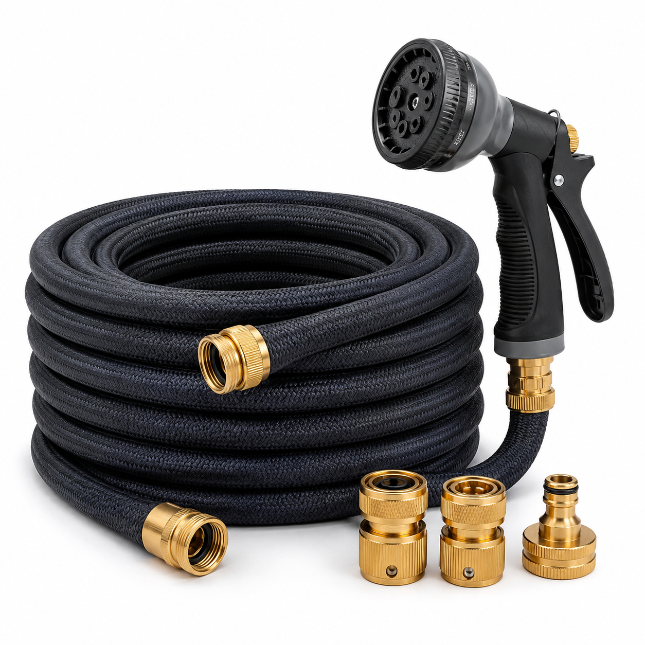 Gartenschlauch Flex 30 m in Anthrazit mit Sprühpistole und Messingkupplung
