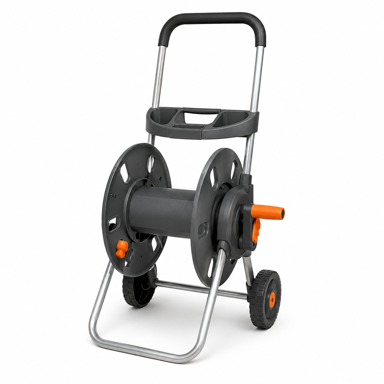Schlauchwagen kompakt 45 m mit Kurbel und Zubehörfach