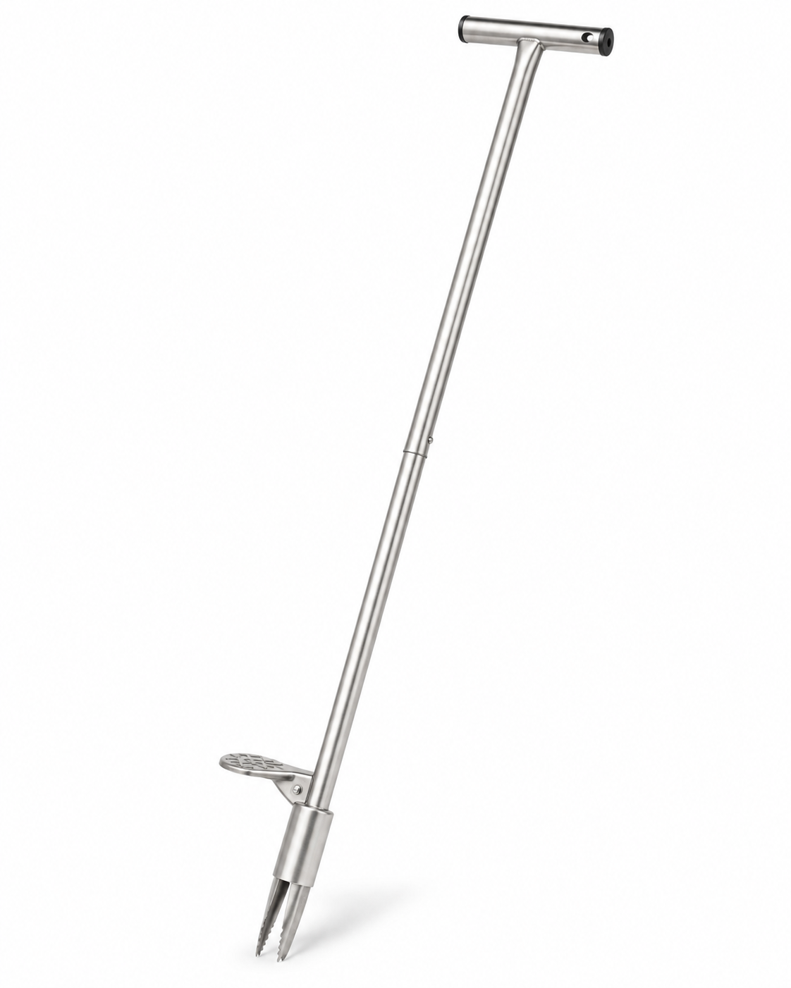 Unkrautstecher Edelstahl 100 cm mit Trittfläche für rückenschonendes Arbeiten