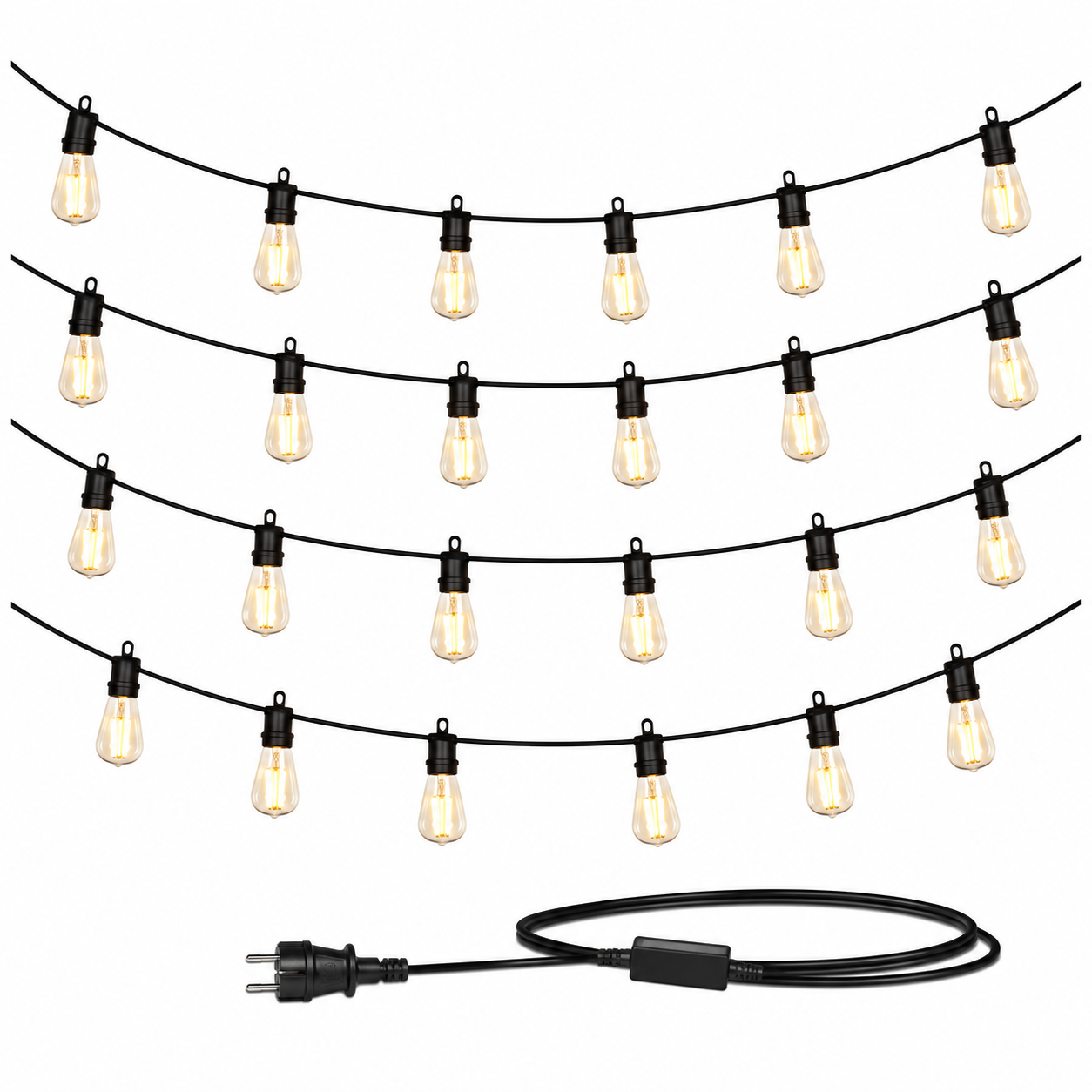 LED-Lichterkette Outdoor 15 m mit 20 warmweißen Filament-Lampen