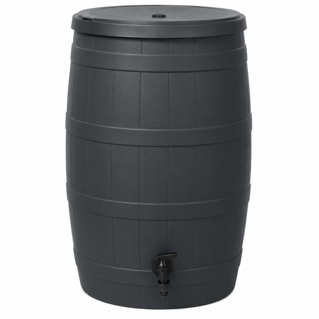 Regenfass Anthrazit 210 l mit Deckel und Auslaufhahn