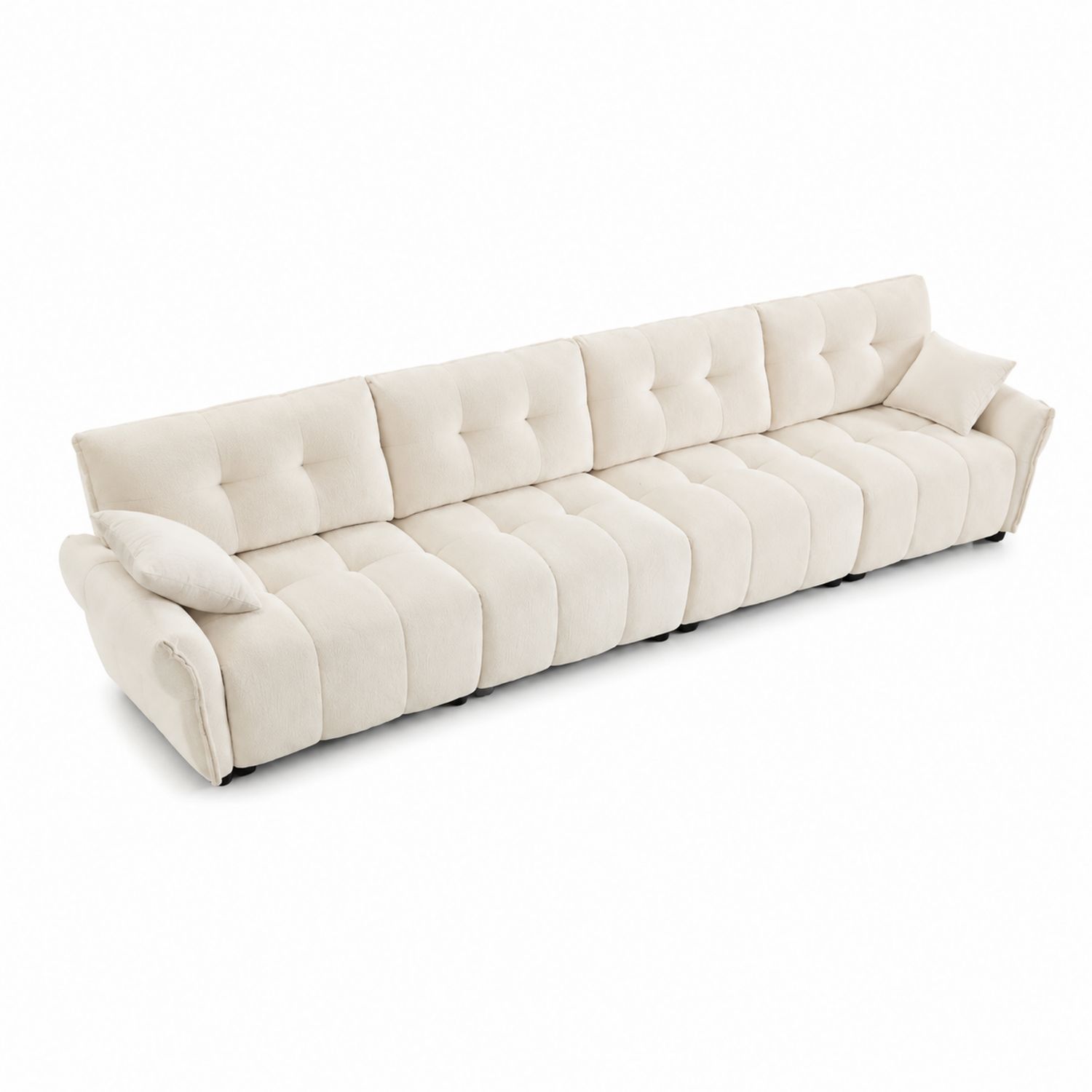 Sofa modułowa z tkaniny kremowej 5-osobowa