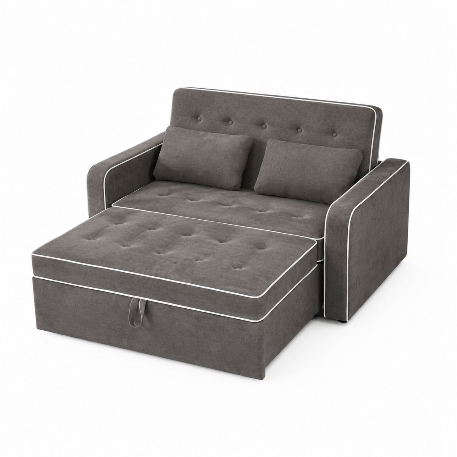 Sofa rozkładana 2-osobowa z tkaniny poliesterowej Szary