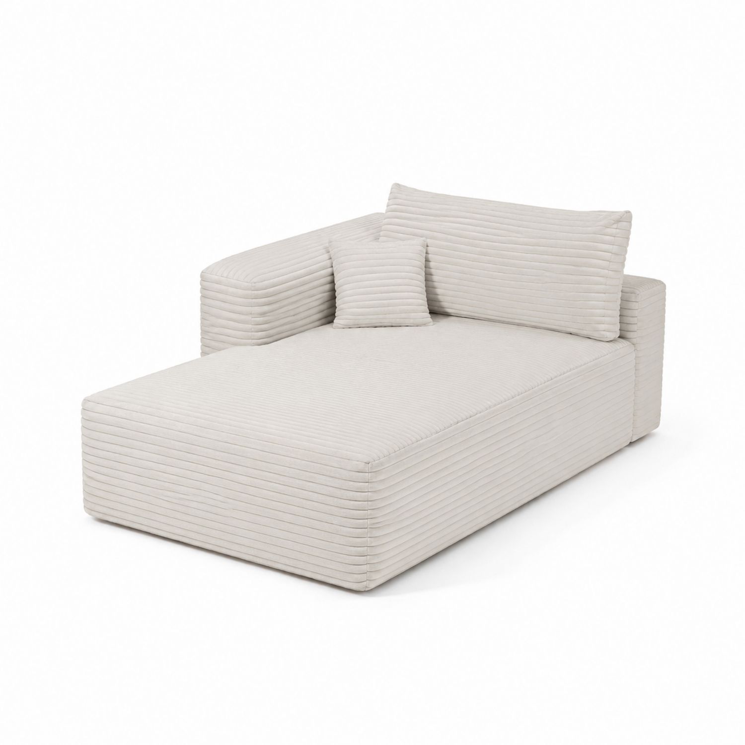 Sofa szezlong welur Beżowy 200cm x 80cm x 60cm