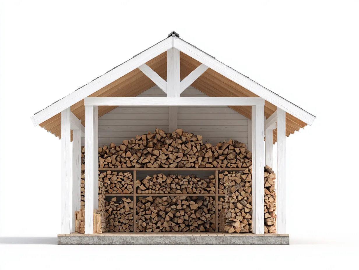 Casetas de jardín leñero de madera con techo inclinado y estructura abierta 260x120x220 cm para almacenamiento exterior - diseño funcional-Modernsolahome