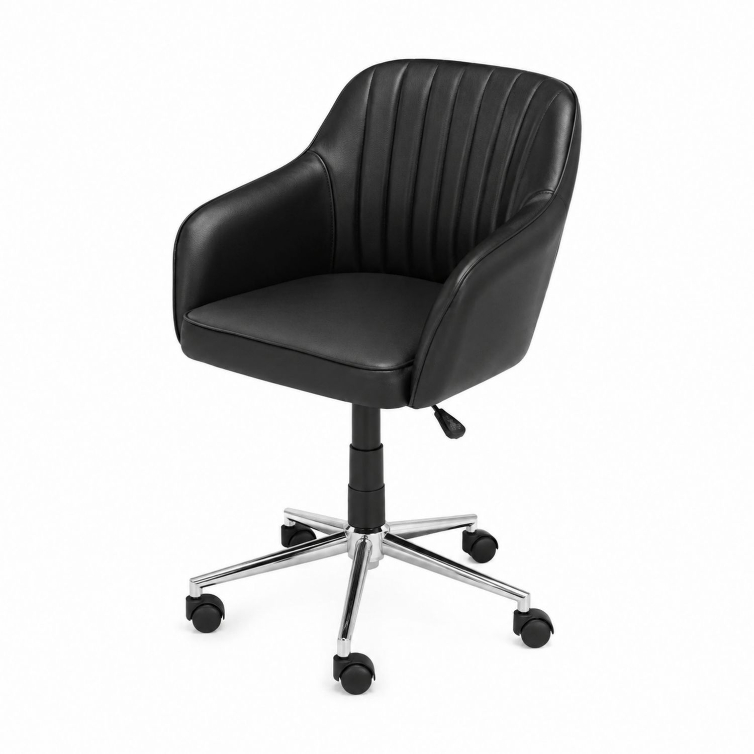 Fotel obrotowy z podłokietnikami z ekoskóry czarny 60x60x80-95 cm