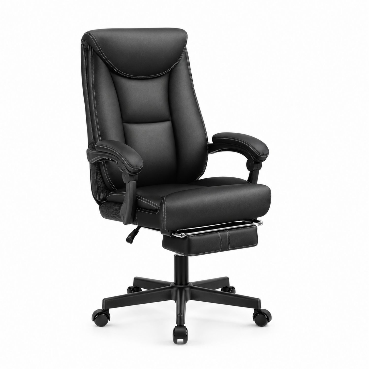 Fotel biurowy ergonomiczny, skóra syntetyczna, czarny