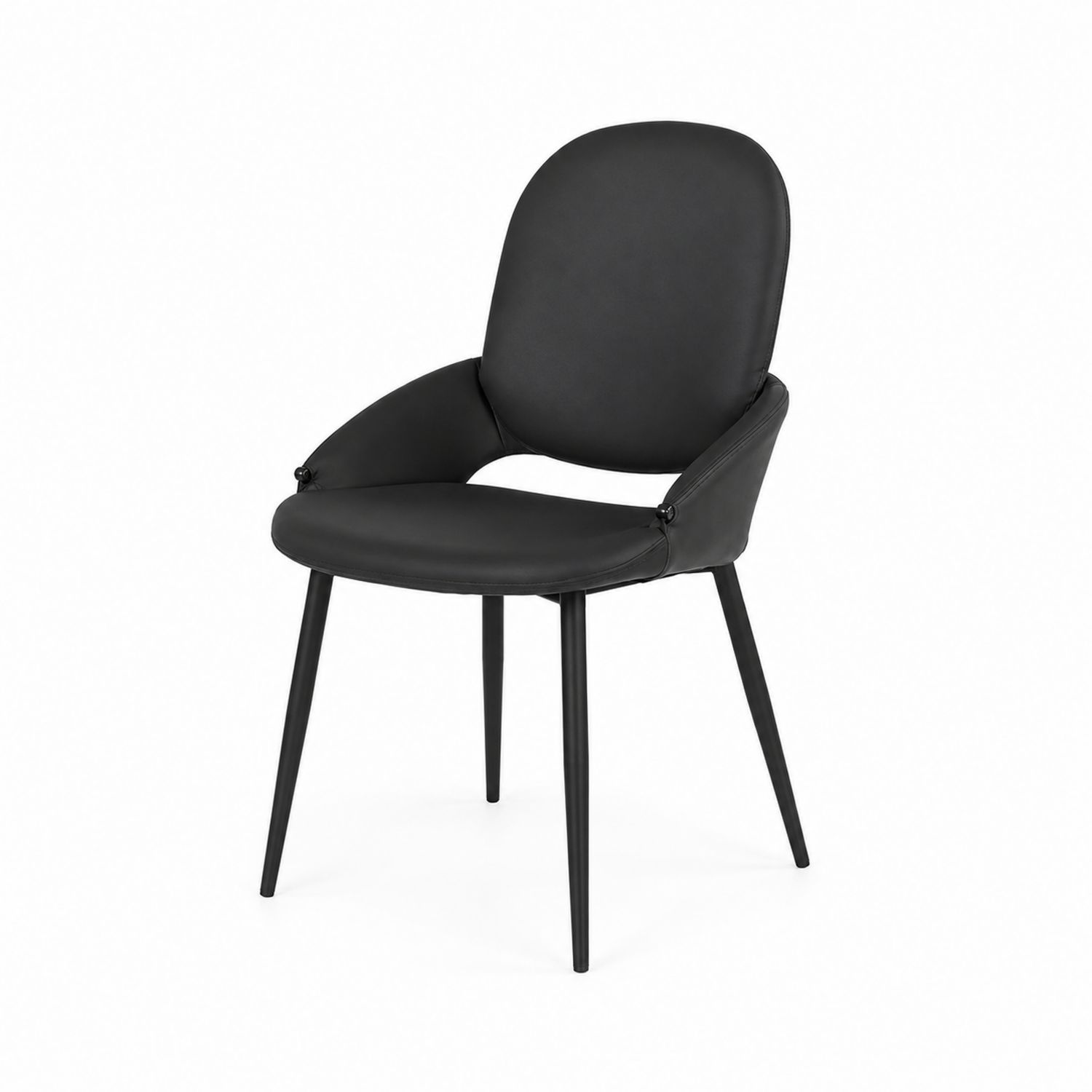 Czarne krzesło z ekoskóry i metalu 90 cm