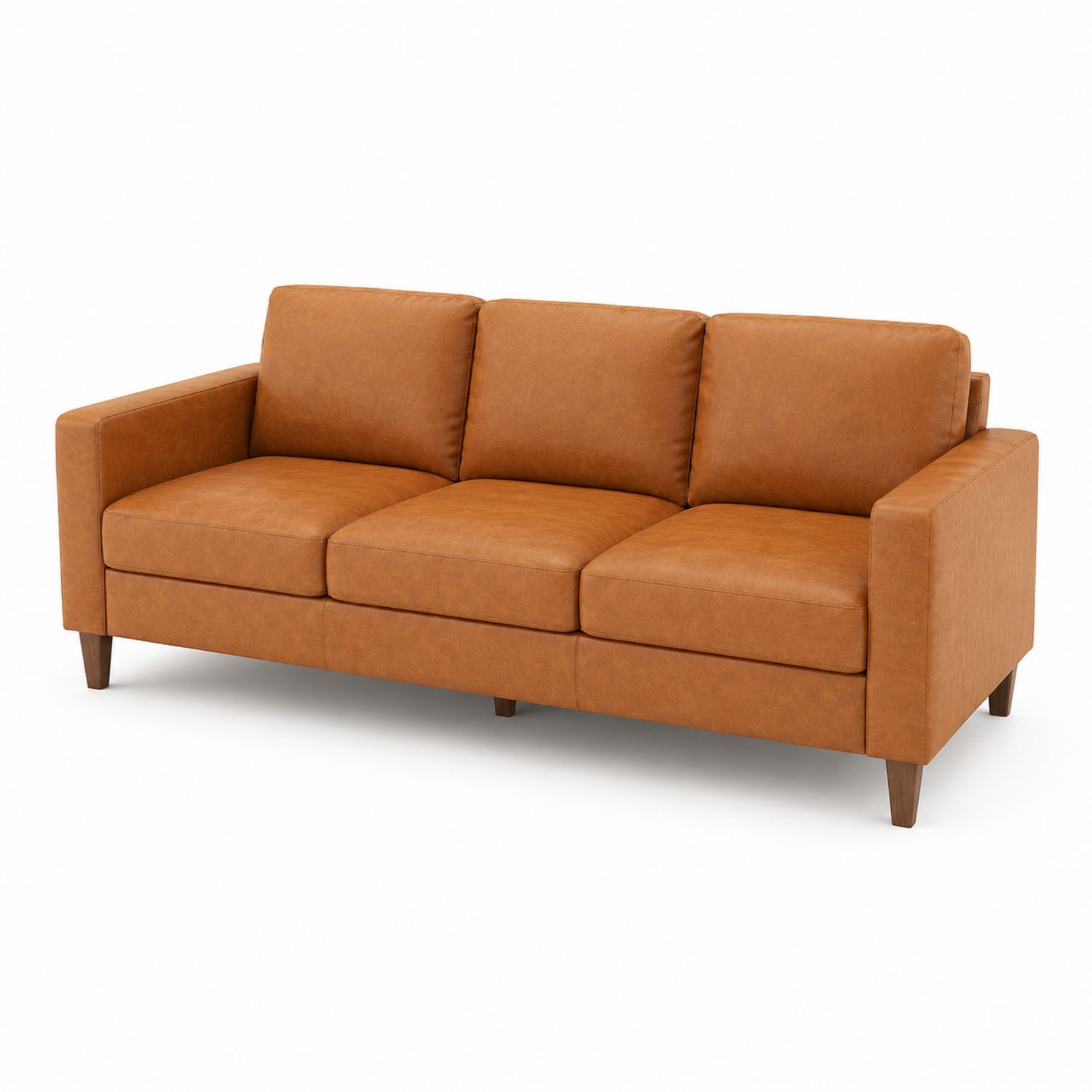 Sofa trzyosobowa z brązowej skóry PU