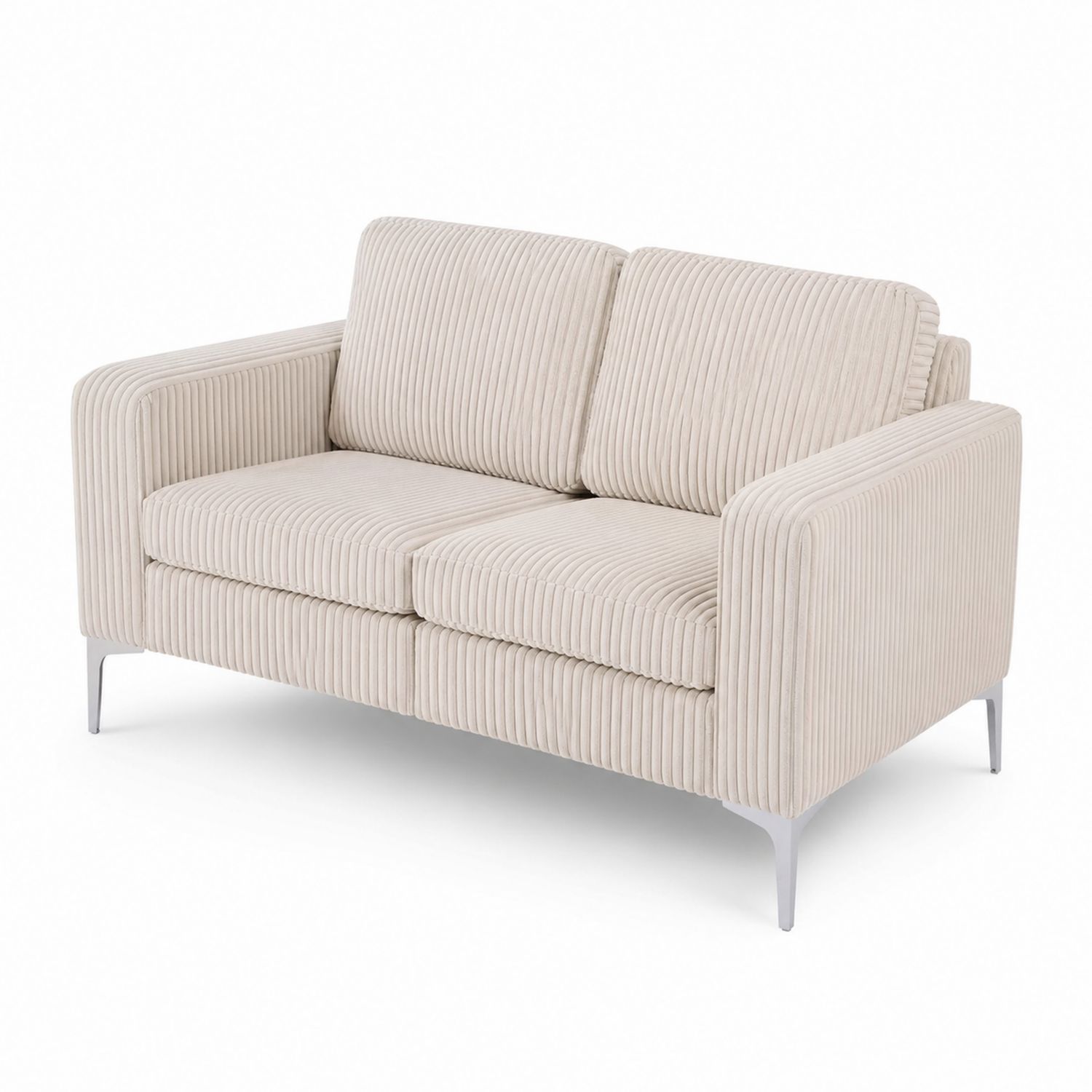 Dwuosobowa sofa z tkaniny sztruks w kolorze Beżowym
