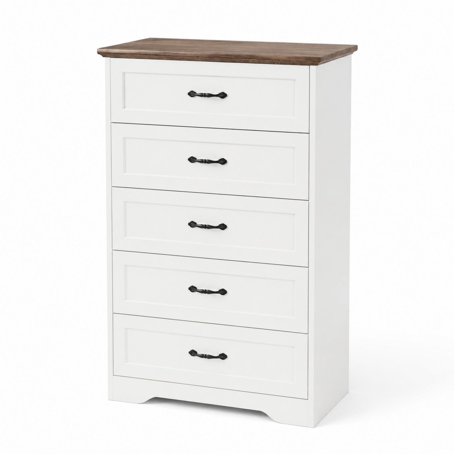 Komoda z 5 szufladami Drewno MDF Biała/Brązowa