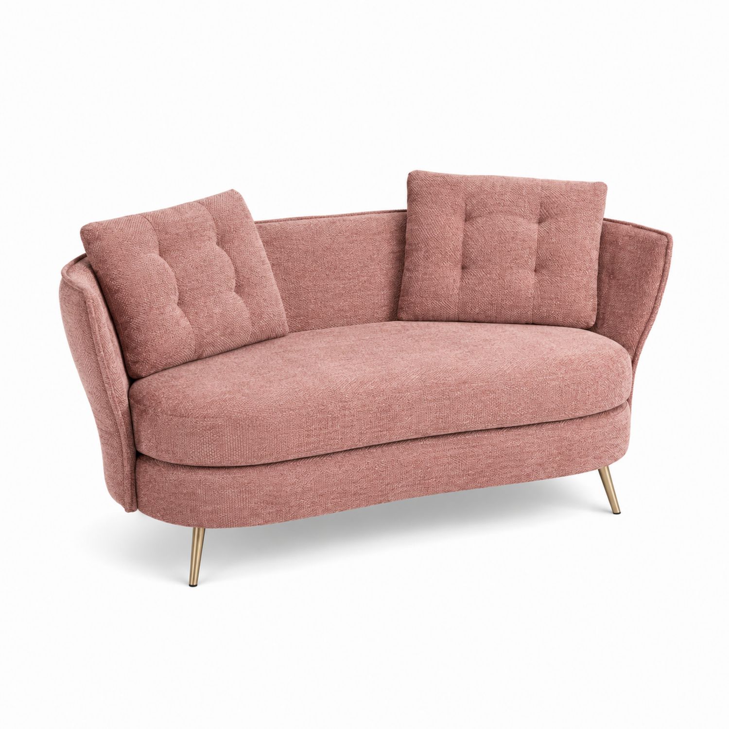 Sofa dwuosobowa z tkaniny, różowa