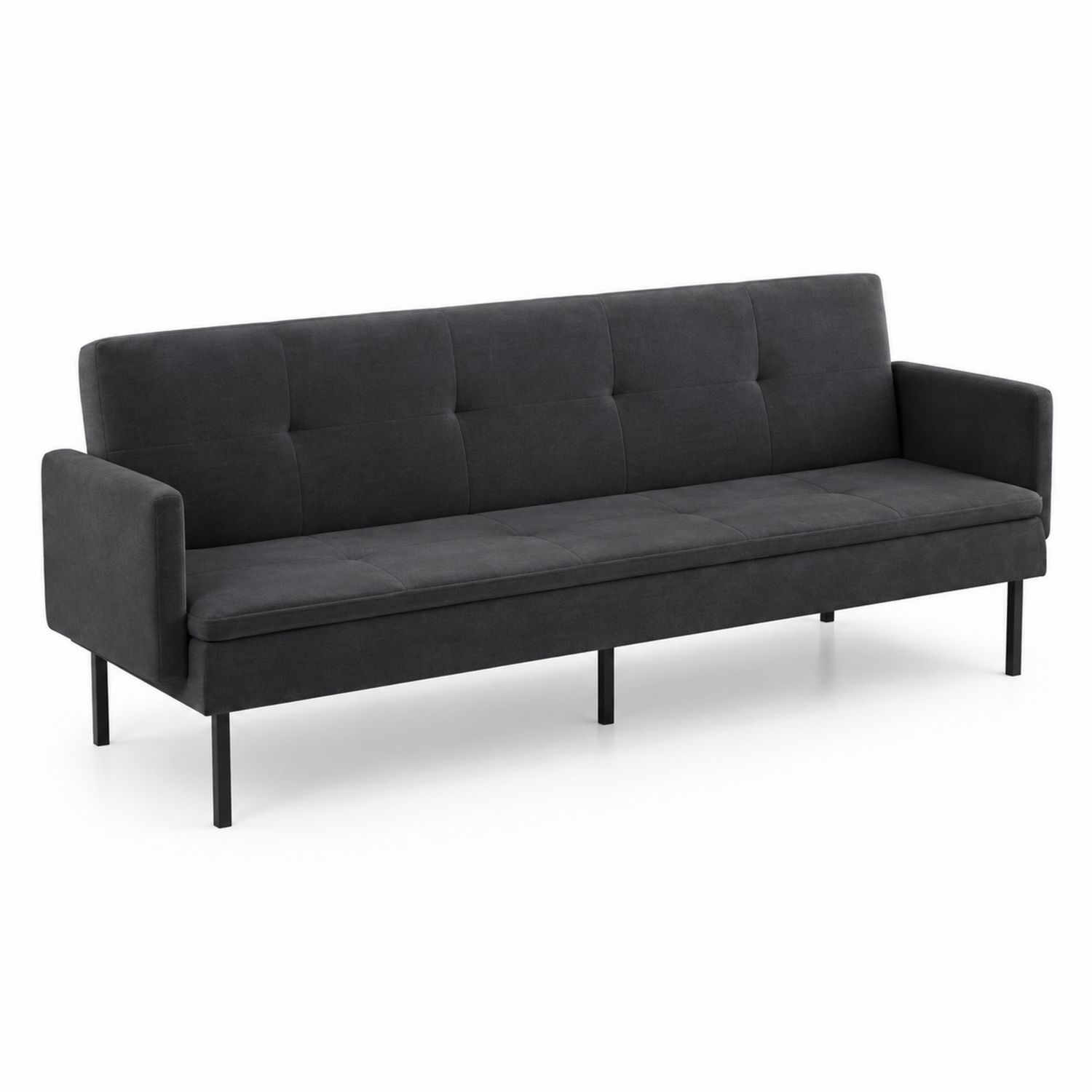 Sofa rozkładana 3-osobowa z tkaniny ciemnoszara-Nerlidor