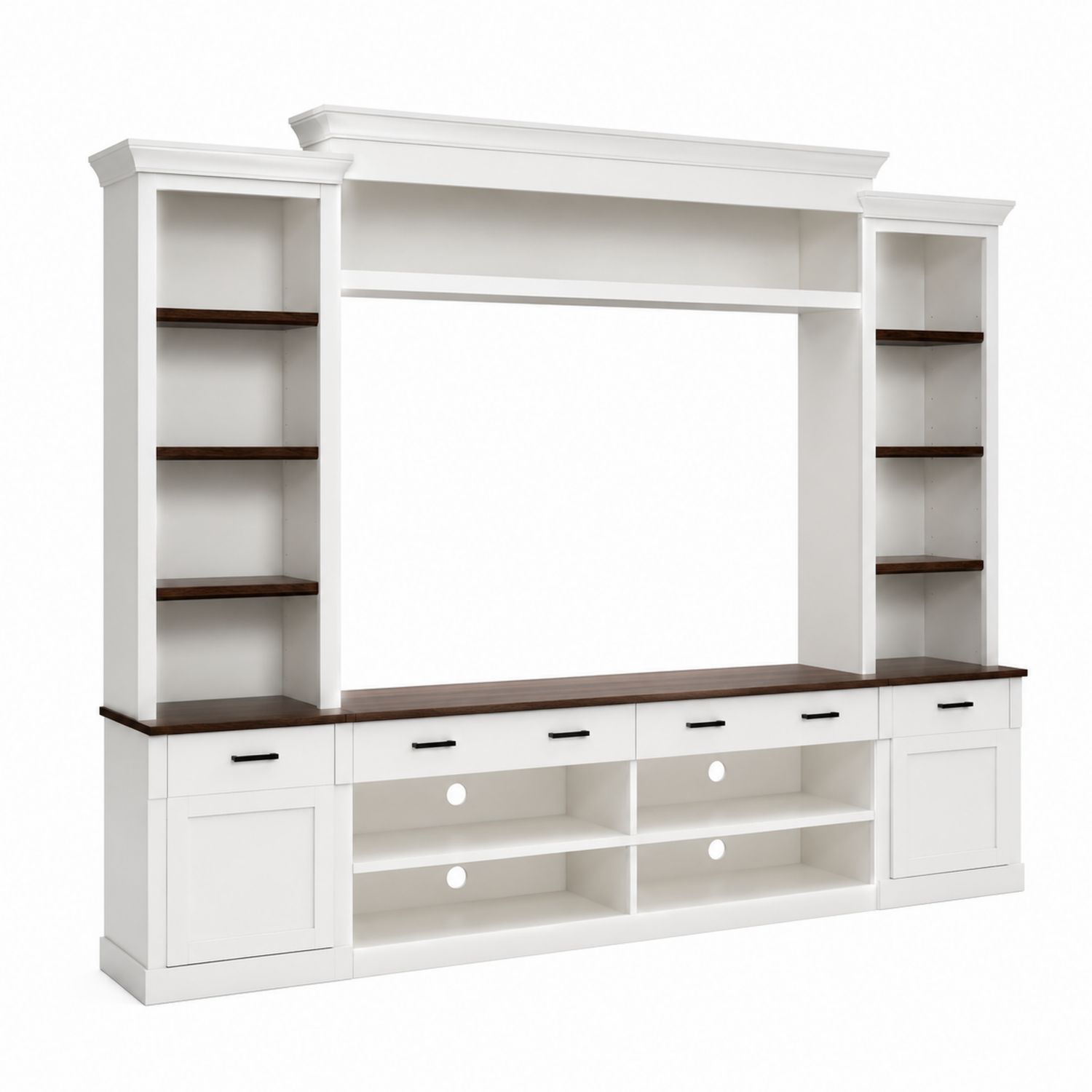Szafka RTV z półkami z płyty MDF biało-brązowa 200x180x40 cm-Nerlidor