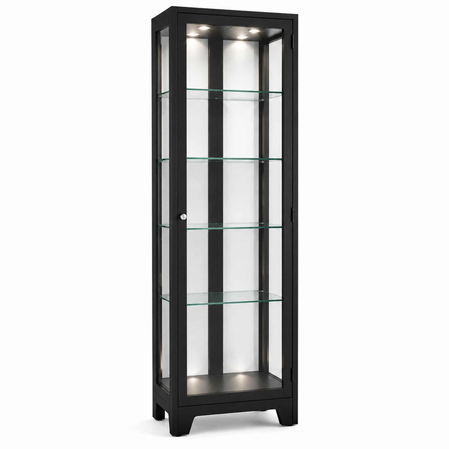 Witryna szklana z oświetleniem LED czarna 180x60x40 cm-Nerlidor