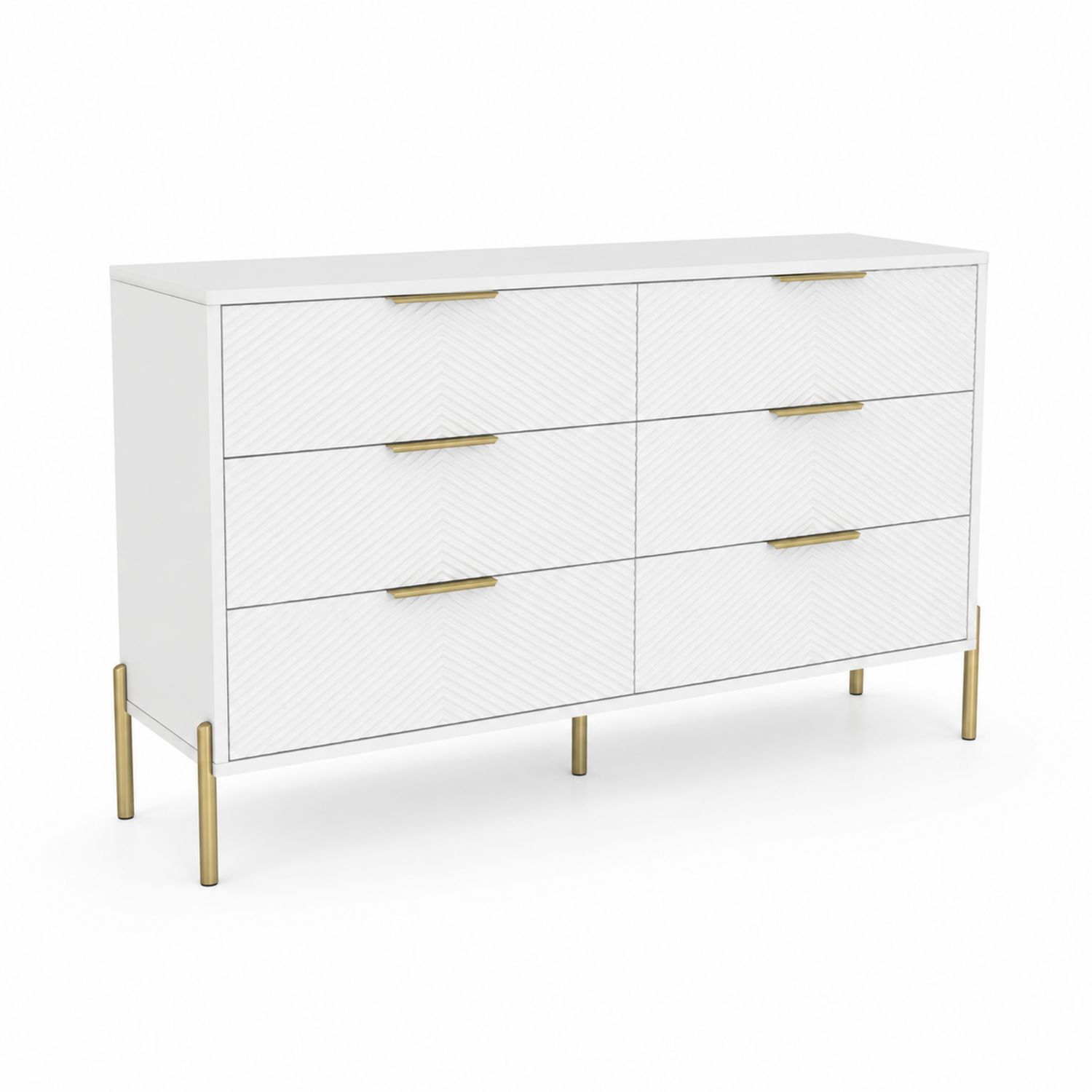 Komoda z 6 szufladami MDF i metalowe nogi-Nerlidor