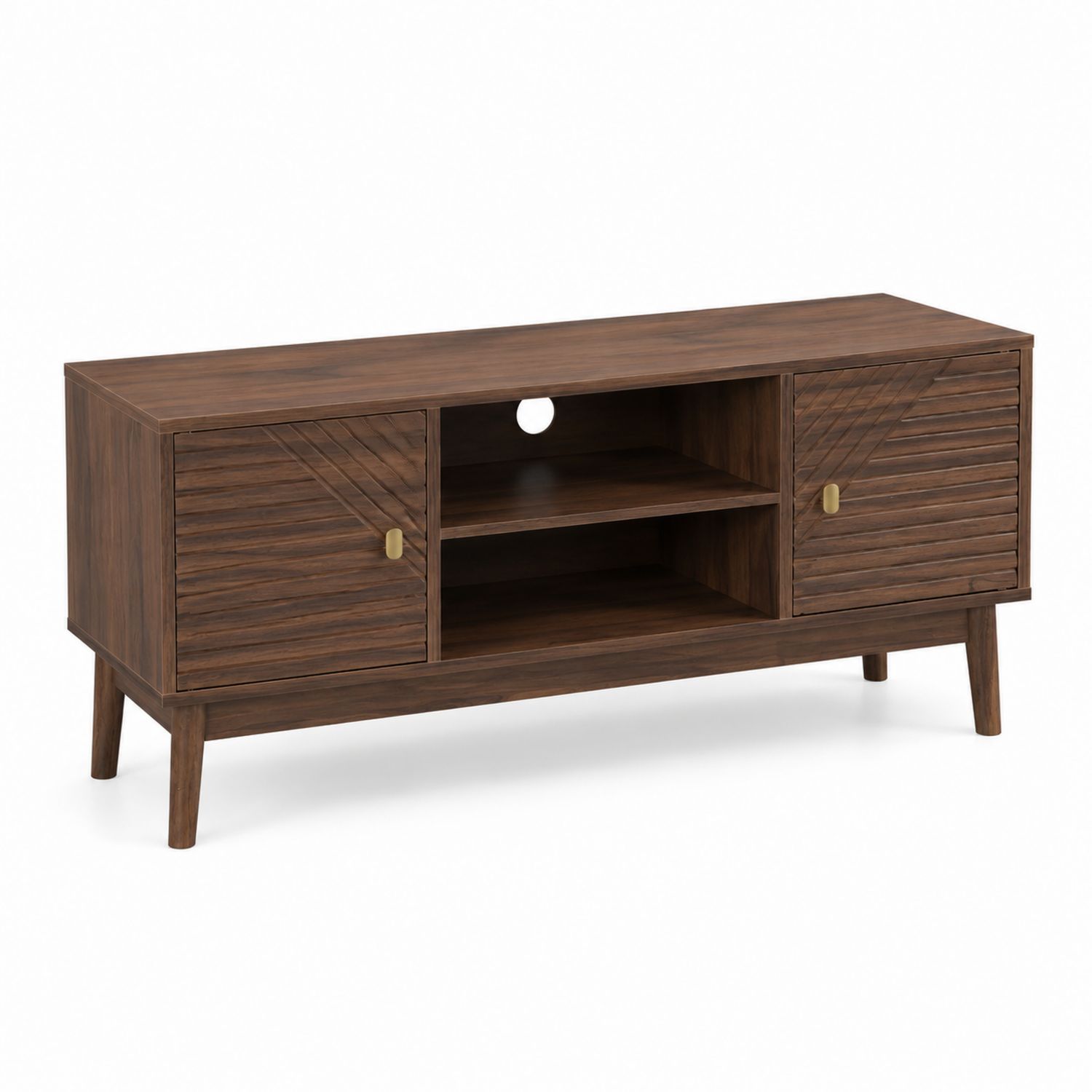 Szafka RTV z laminowanego drewna, ciemny brąz, 120 cm-Nerlidor