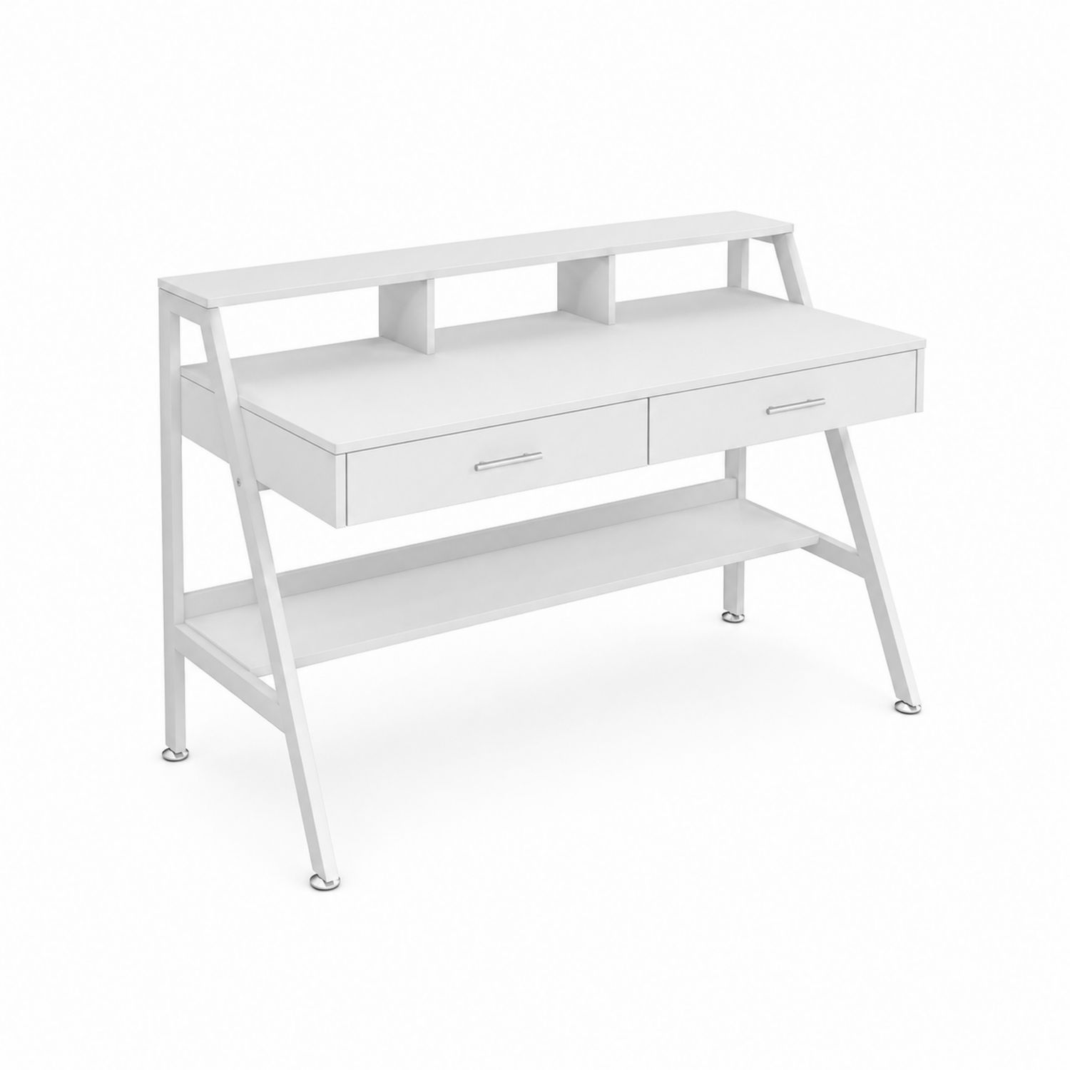 Biurko z 2 szufladami i półką stalowe białe 120x60x95cm-Nerlidor