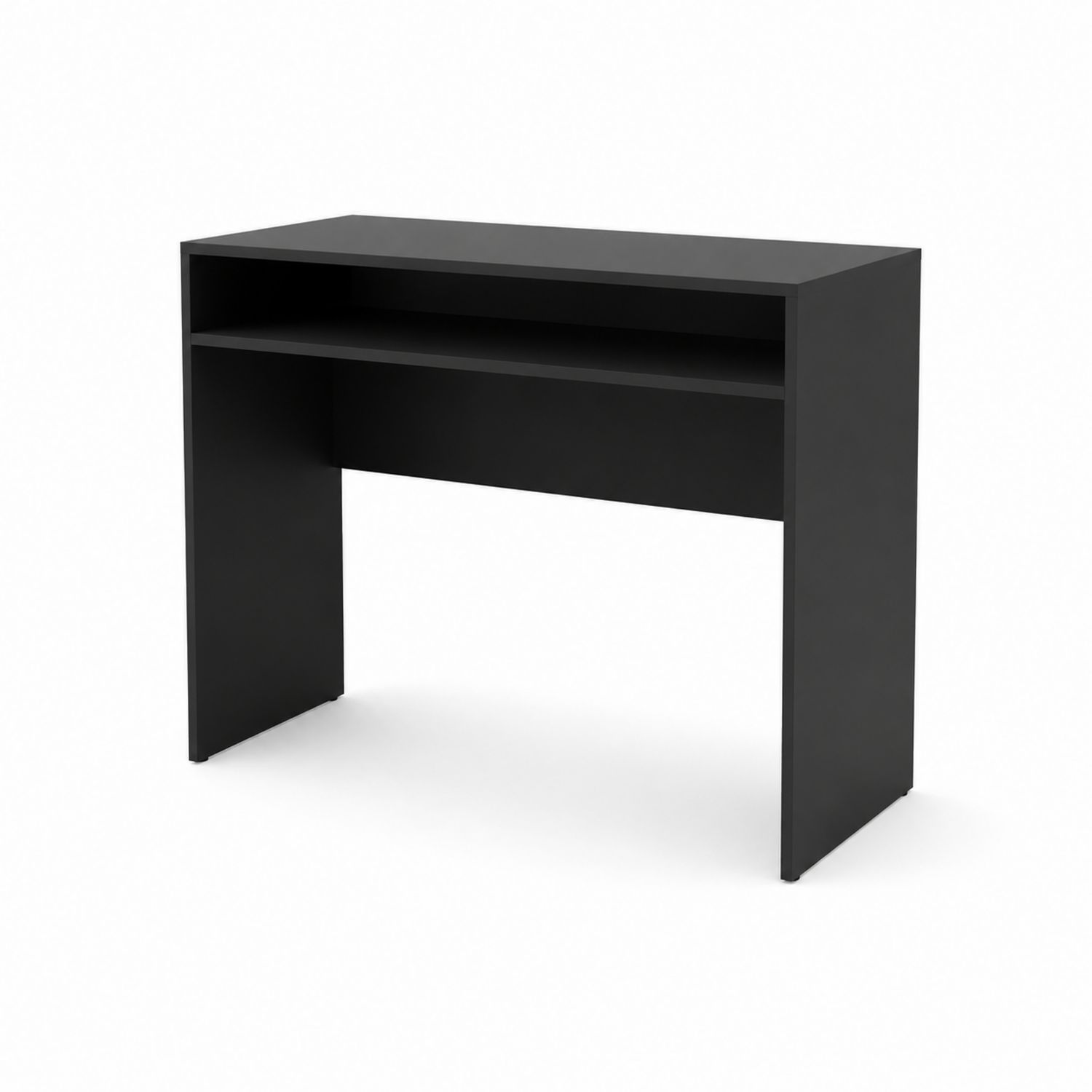 Czarne biurko z płyty MDF z półką 78x100x40 cm-Nerlidor