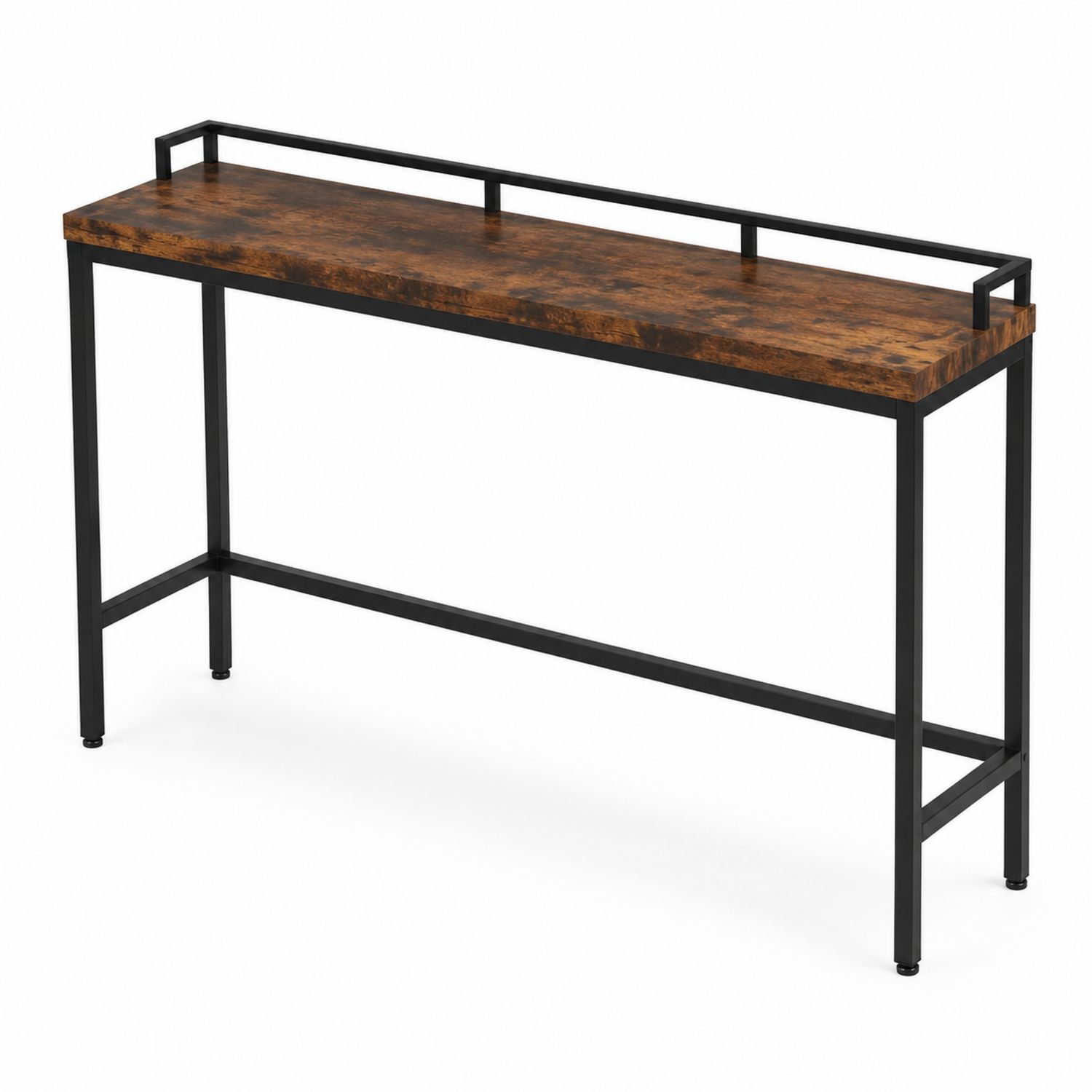 Stolik konsolowy prostokątny 120x30x80 cm z płyty wiórowej stal czarny/brązowy-Nerlidor
