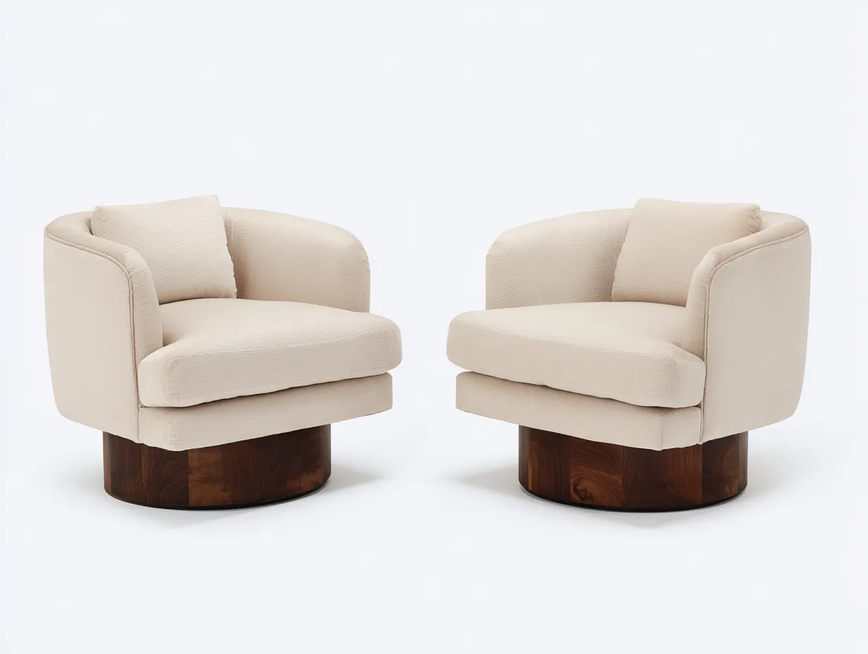 Sessel 2er-Set Strukturstoff 82x78x76 cm - Beige und Braun - breiter Sitz für Wohnzimmer-Havoraminest