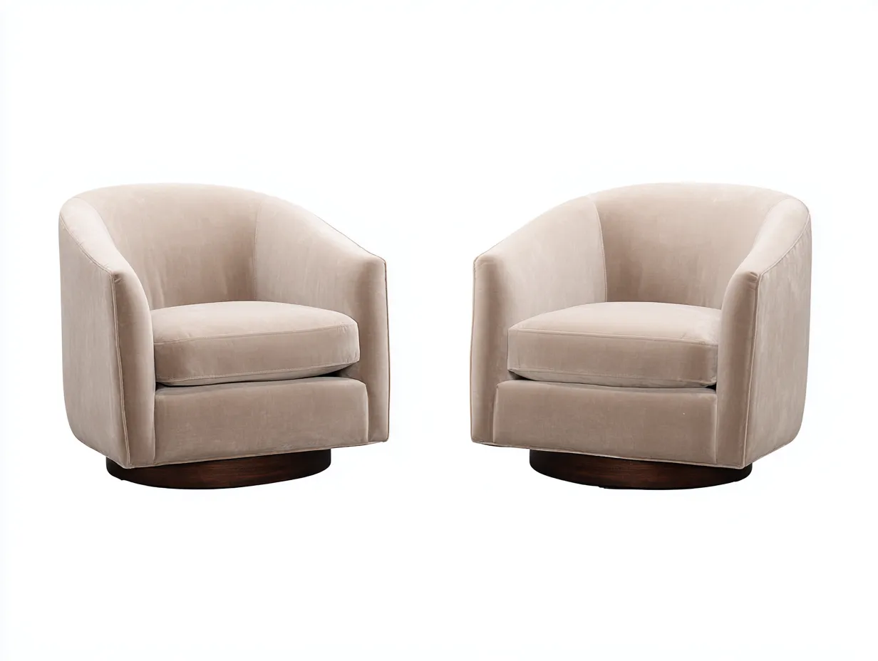Sessel 2er-Set Samt 77x74x73 cm - Beige und Braun - kompakt für Wohnzimmer-Havoraminest