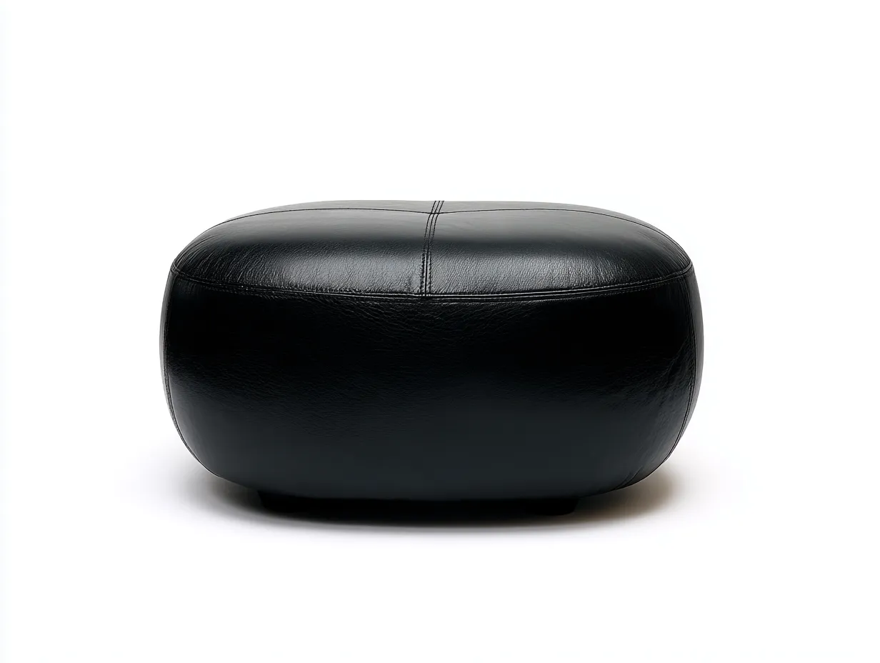 Fußbank Kunstleder 56x56x36 cm - Schwarz - für Wohnzimmer im runden Komfortdesign-Havoraminest