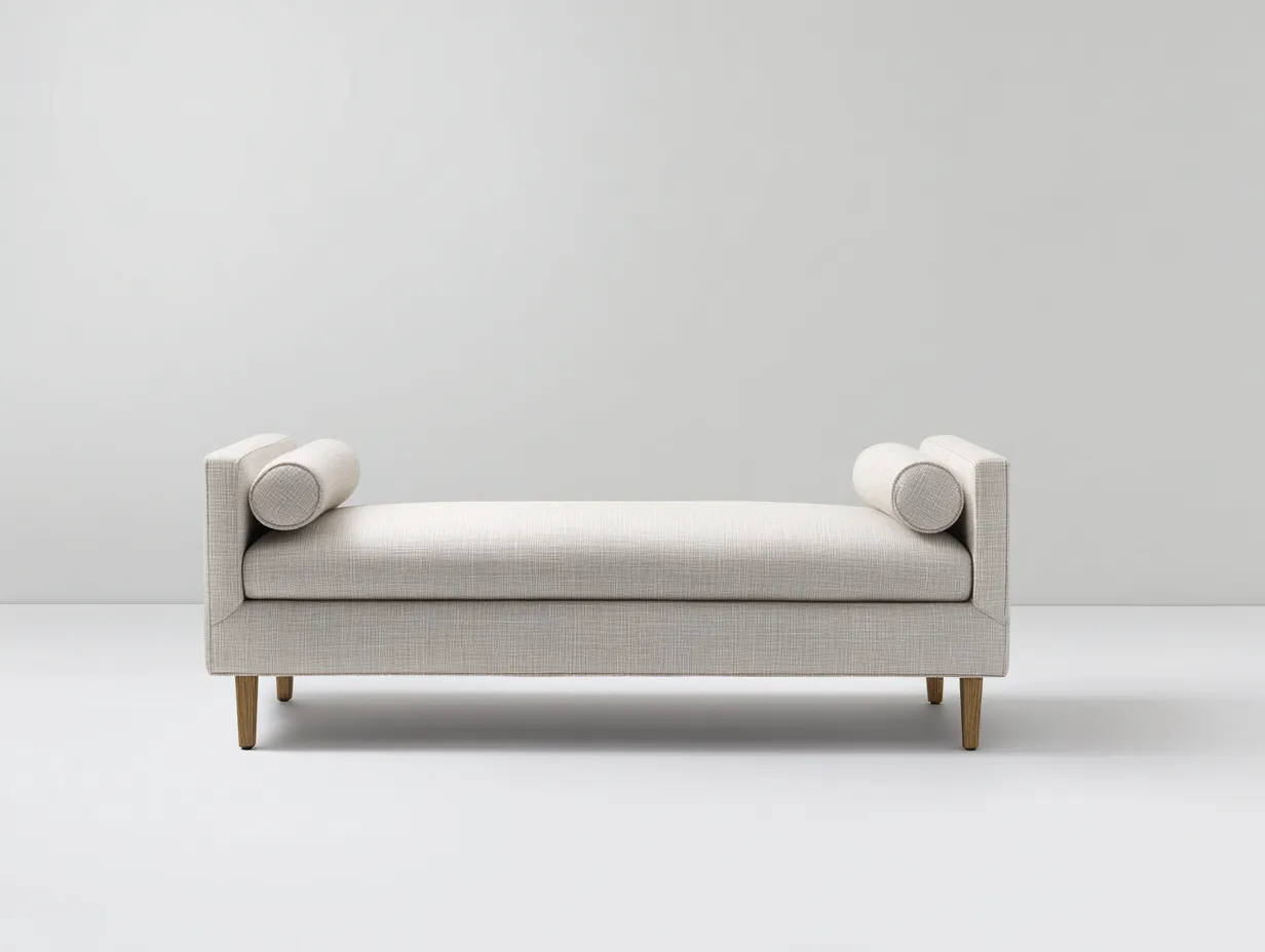 Bank Gewebestoff 200x73x64 cm - Grau und Braun - gepolsterte Bettbank für Schlafzimmer-Havoraminest