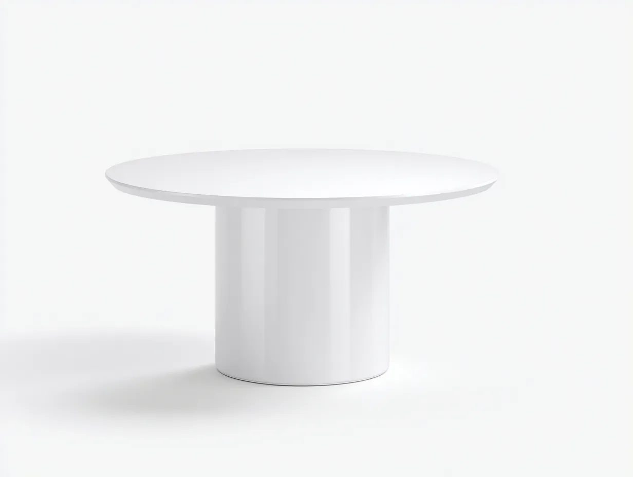 Esstisch rund Hochglanz 130x75x75 cm - weiß - moderner Säulentisch für Restaurant-Havoraminest