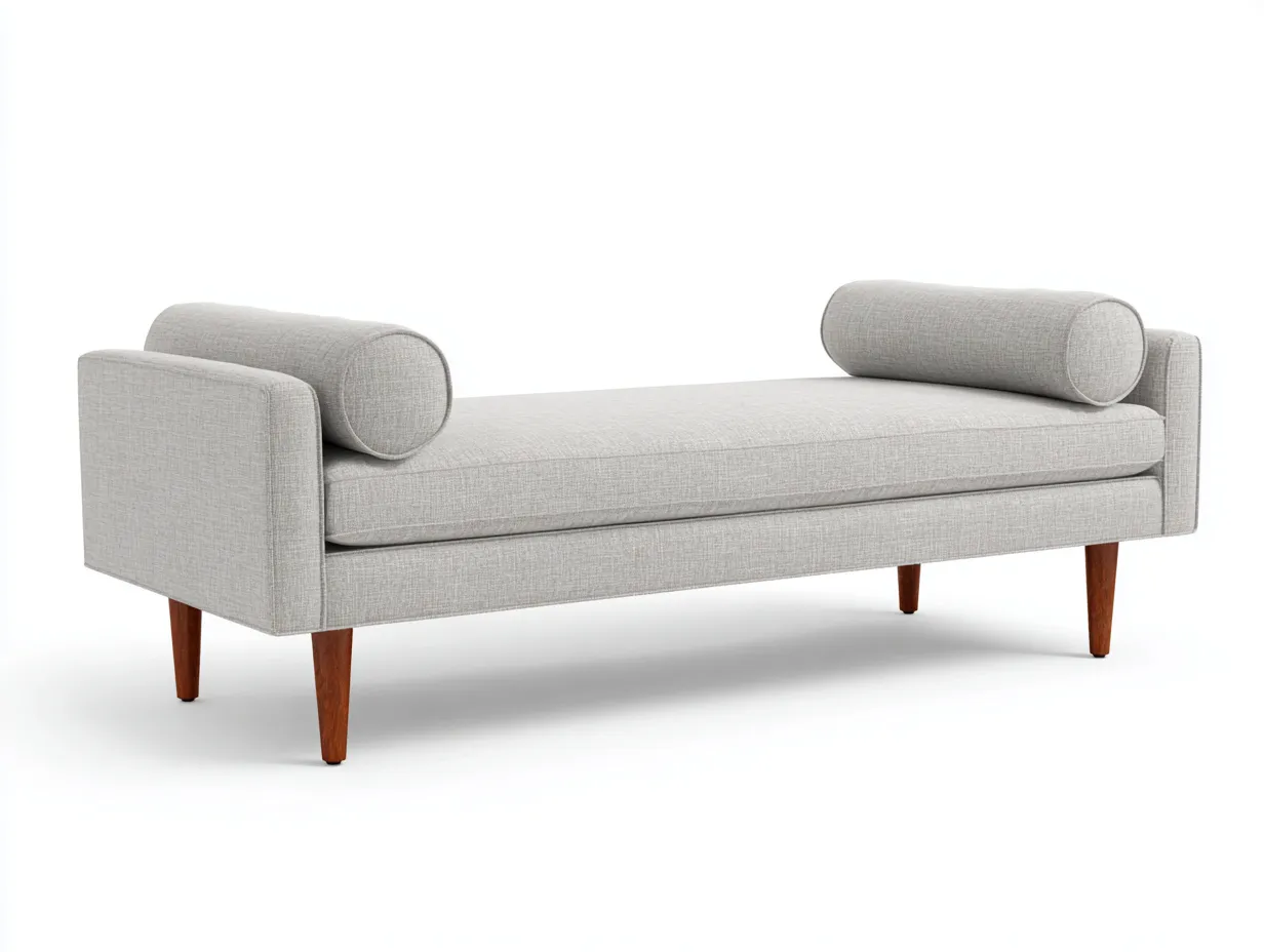 Bank Strukturgewebe 201x74x65 cm - Grau und Braun - Schlafzimmerbank mit schlanken Beinen-Havoraminest