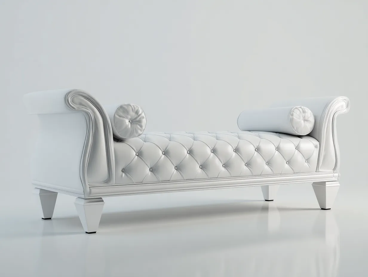 Bank Kunstleder 168x48x60 cm - Weiß - für Schlafzimmer im klassischen Chesterfieldstil-Havoraminest