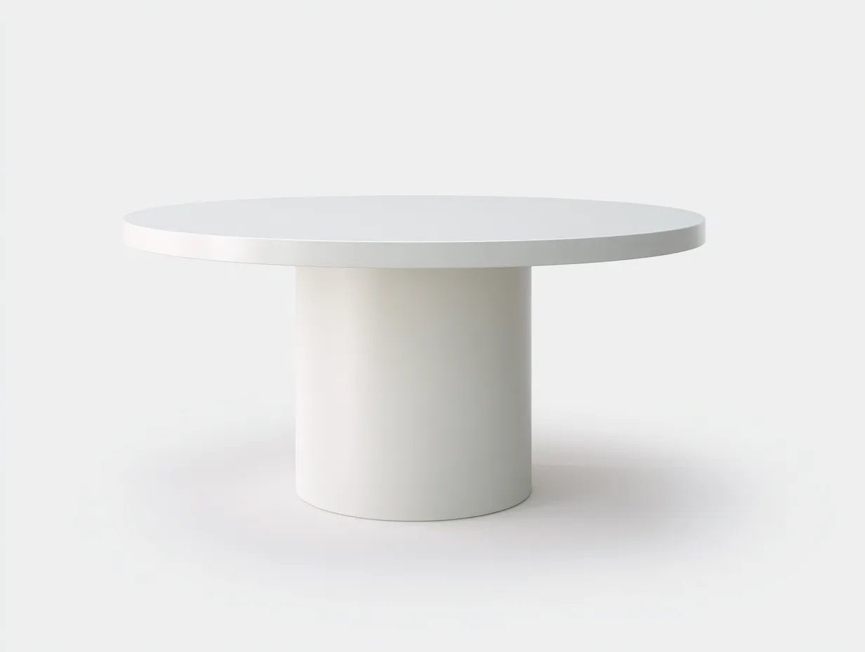 Esstisch rund Holzwerkstoff 130x75x75 cm - weiß - zylindrischer Sockel für Restaurant-Havoraminest