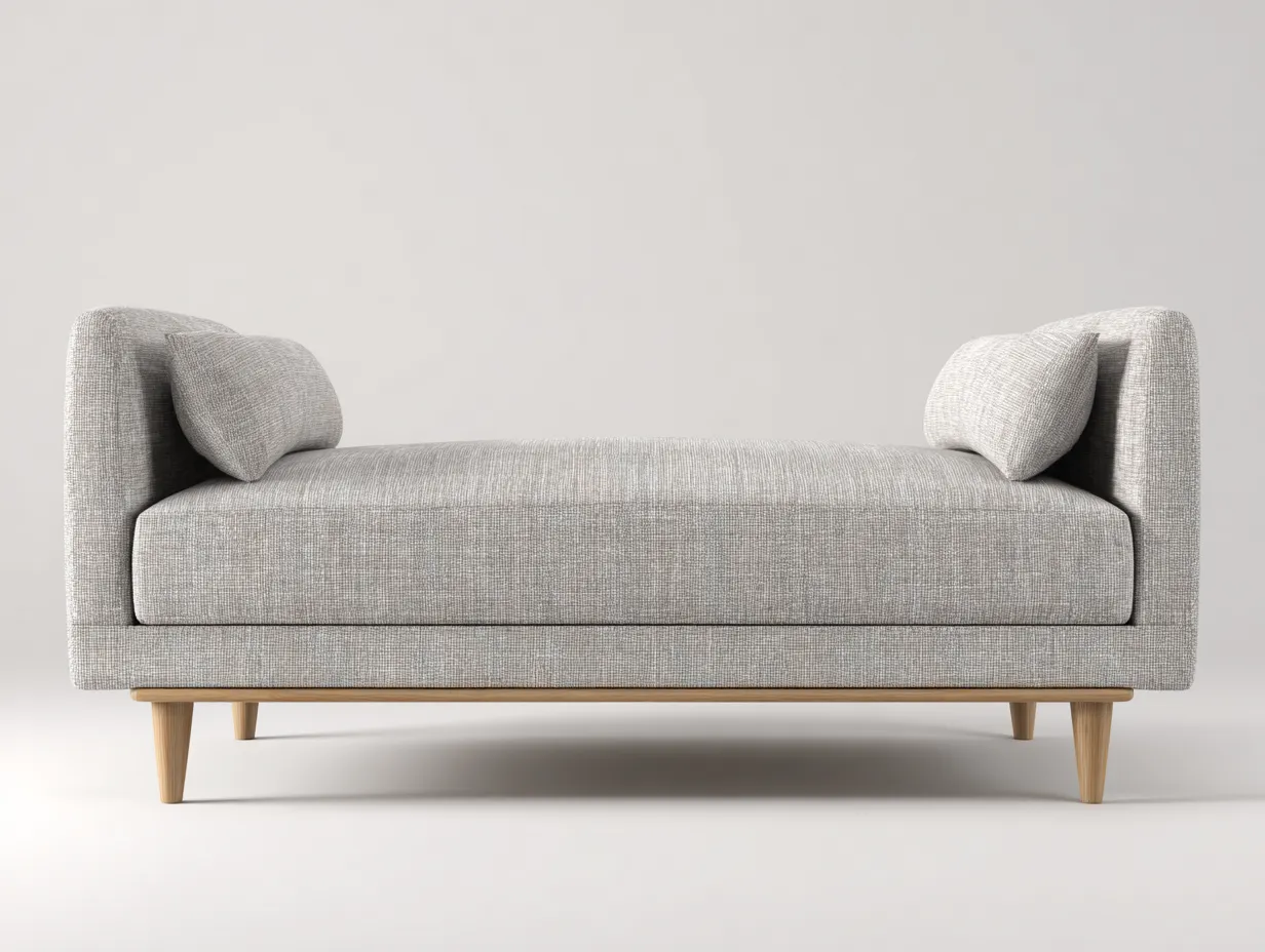 Bank Webstoff 145x48x58 cm - Hellgrau und Natur - für Schlafzimmer im modernen Komfortstil-Havoraminest