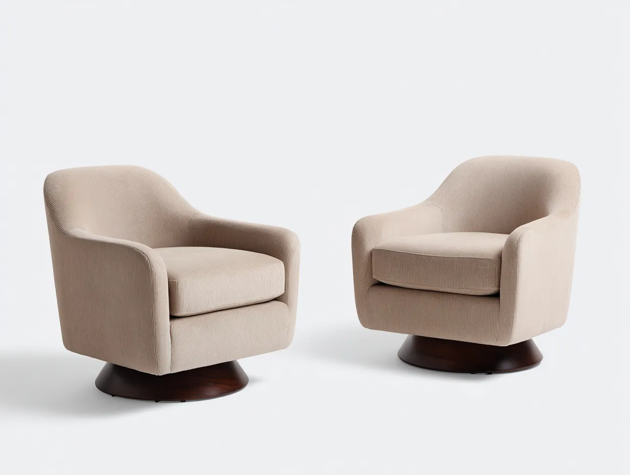 Sessel 2er-Set Cordstoff 80x76x74 cm - Beige und Braun - drehbar für Wohnzimmer-Havoraminest