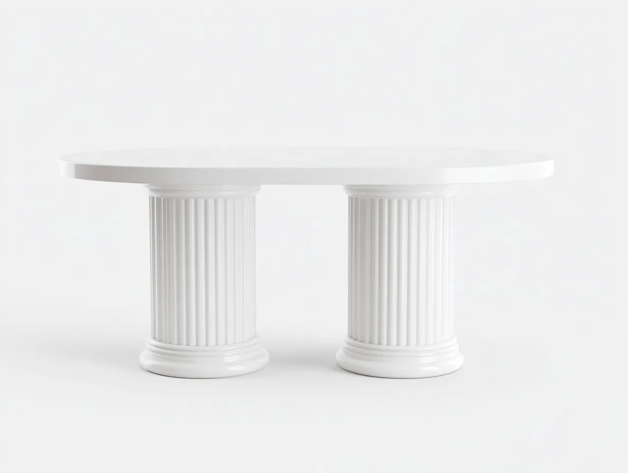 Esstisch oval 240x110x76 cm - weiß - geriffelte Doppelstütze im klassischen Stil-Havoraminest