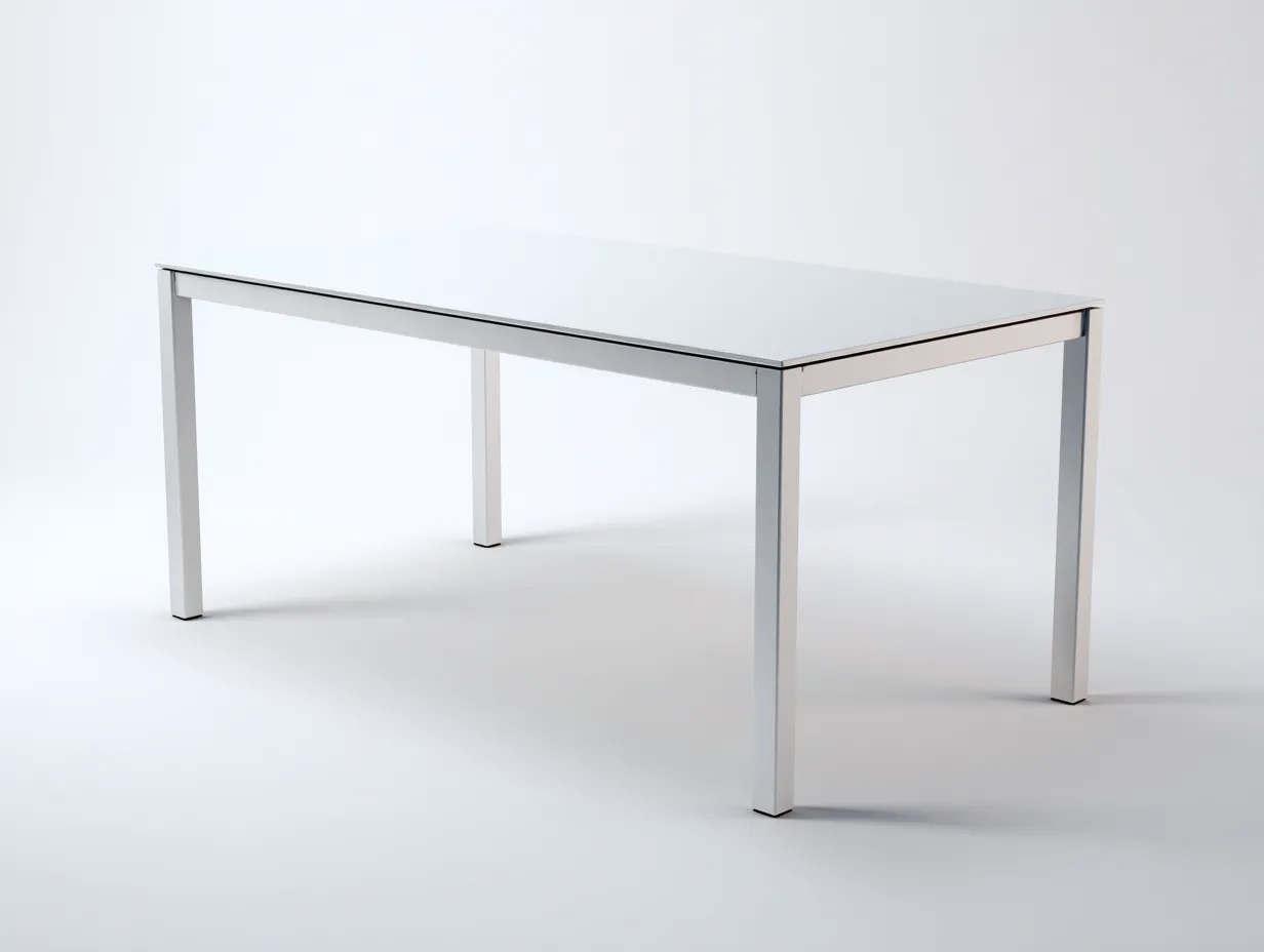 Esstisch rechteckig 180x90x75 cm - Glas und weißes Metall - klarer Esszimmertisch-Havoraminest