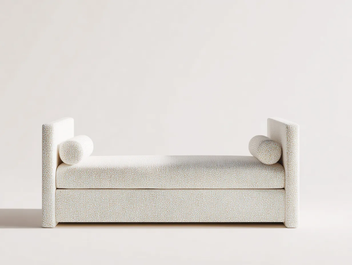 Bank Stoffbezug 138x46x63 cm - Creme und Beige - für Schlafzimmer im kompakten Loungedesign-Havoraminest