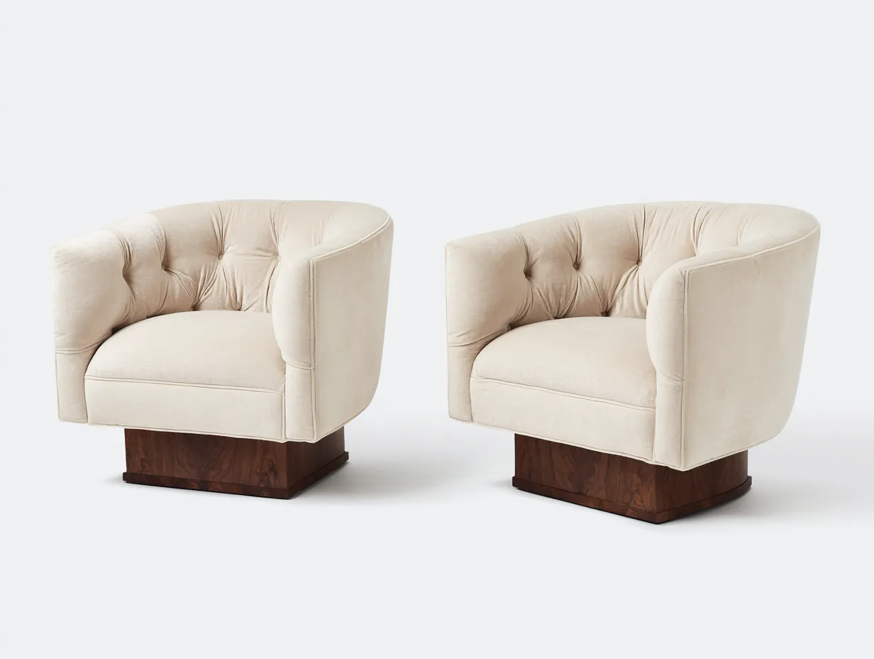 Sessel 2er-Set Samt 81x77x75 cm - Beige und Braun - weich gepolstert für Wohnzimmer-Havoraminest